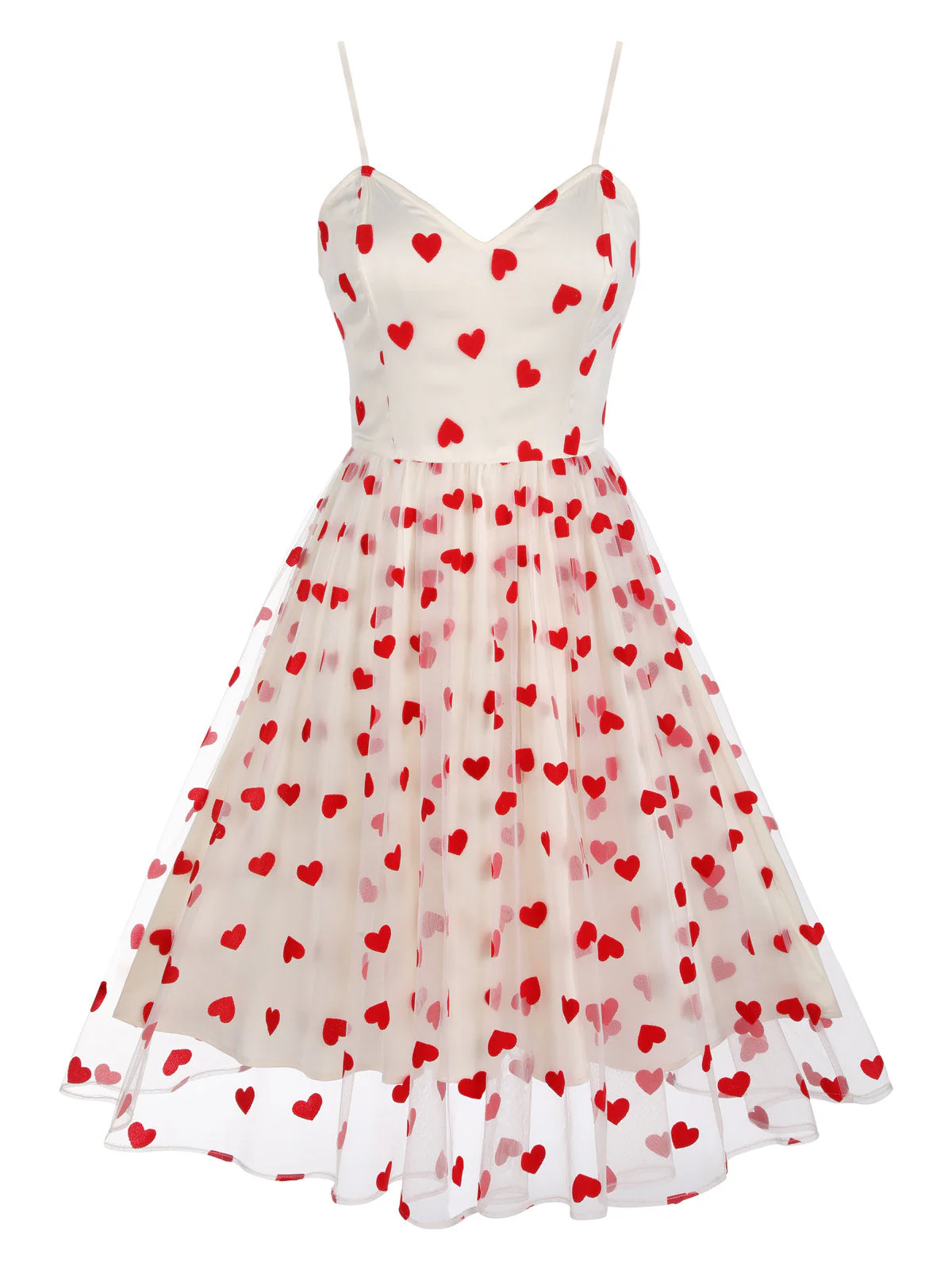 Heart 1950s Mesh Sling Dress - Image 5