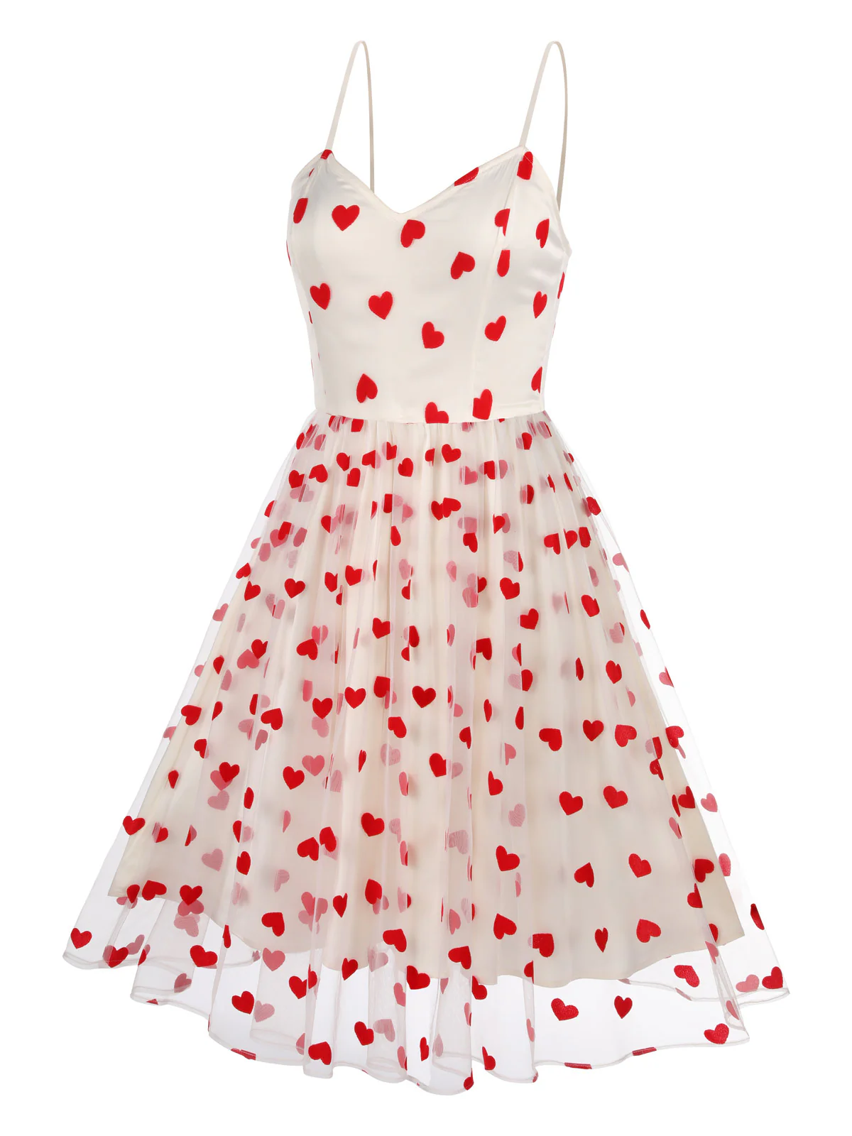 Heart 1950s Mesh Sling Dress - Image 3