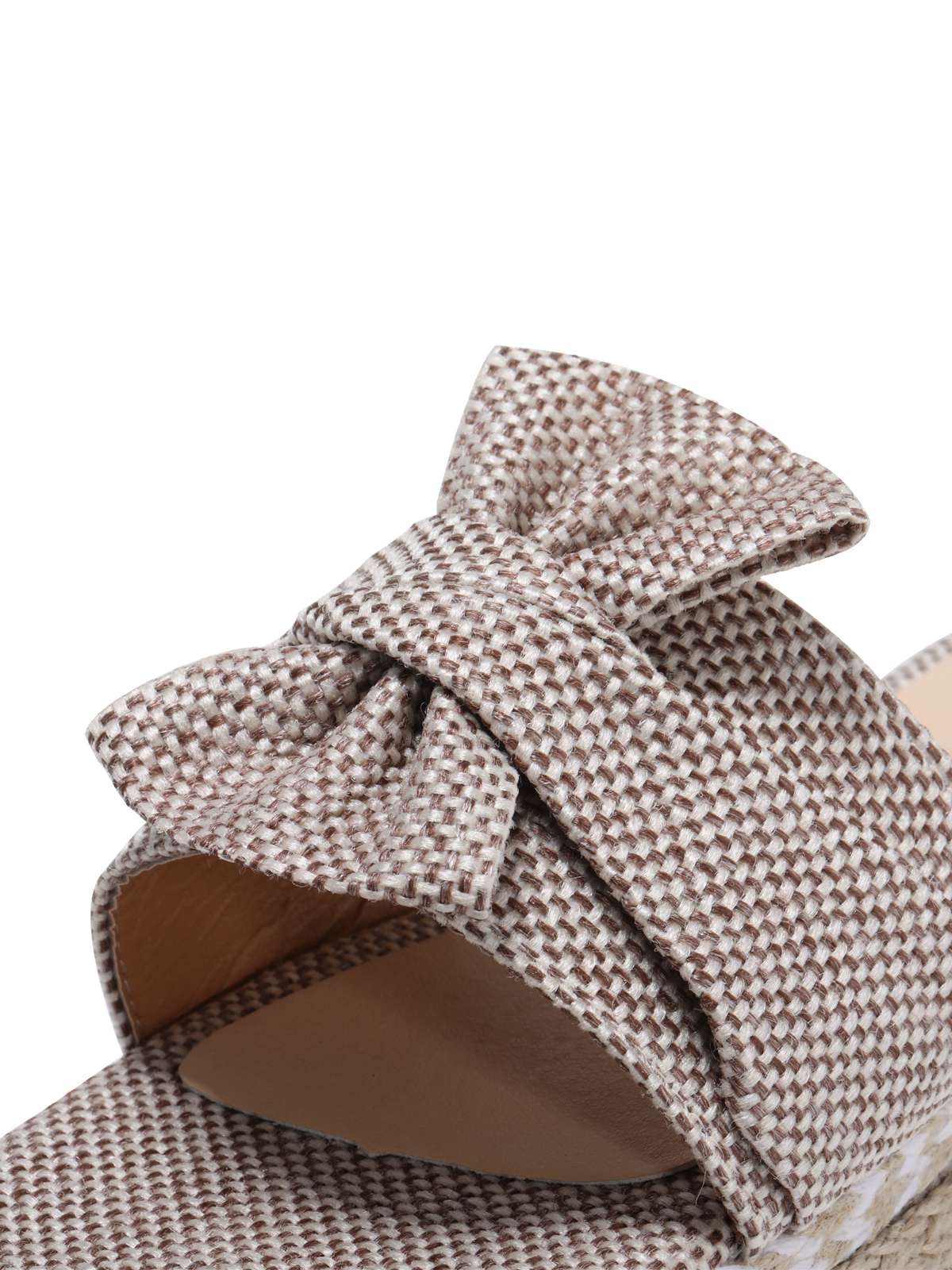 Khaki Knitted Bow Platform Beach Sandals - Image 4