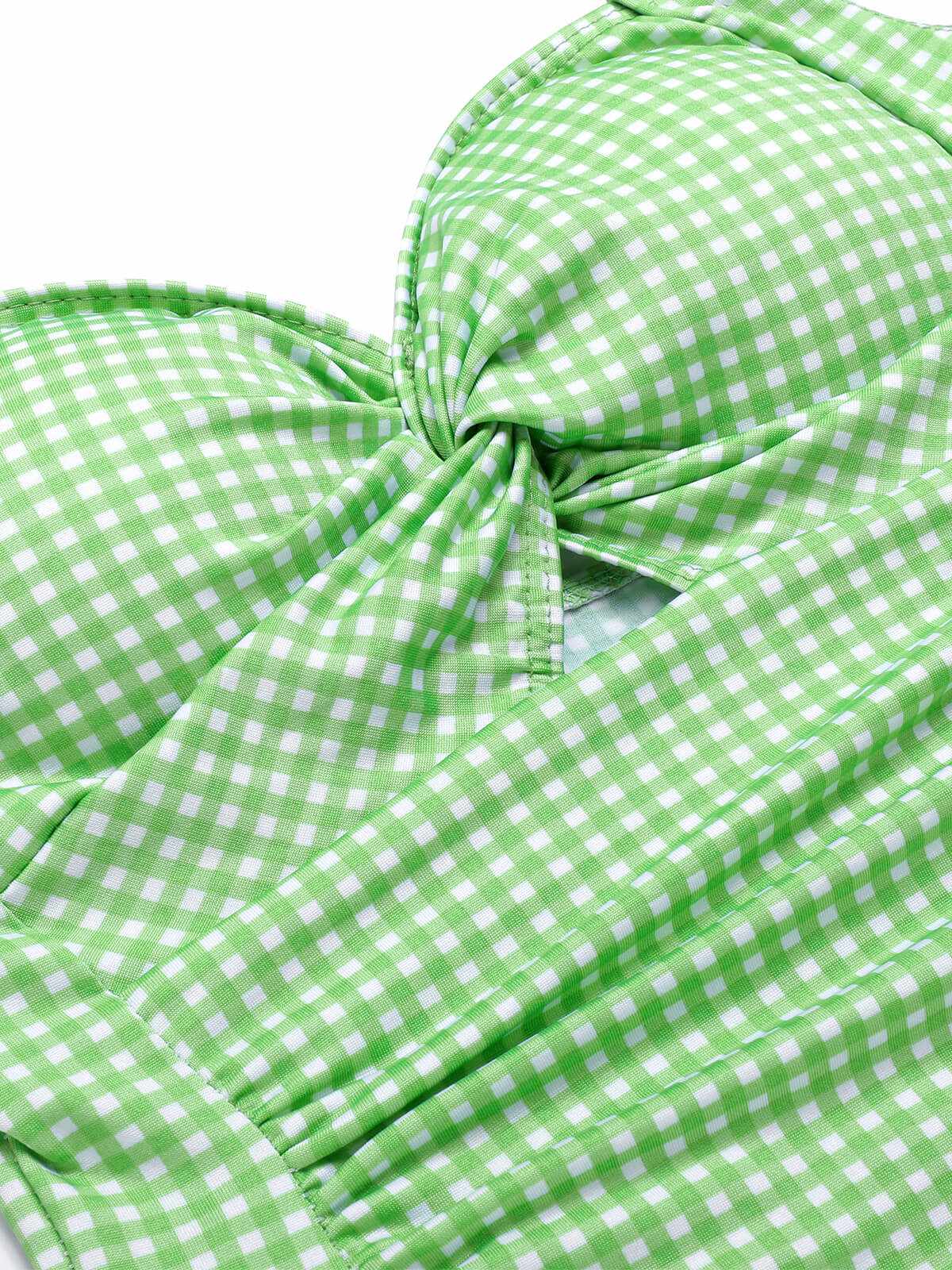 Light Green 1930s Plaid Halter One-Piece Swimsuit - Image 7