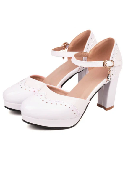 Mary Jane Patchwork High Heels Shoes - Image 6