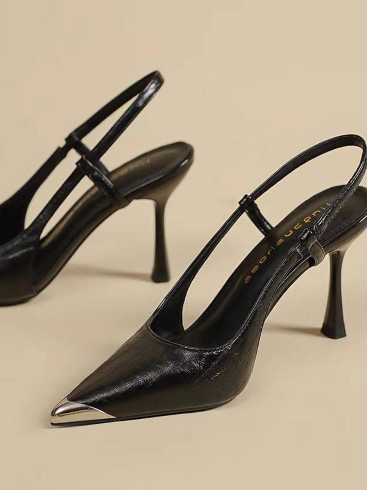 Metallic Pointed-Toe Slingback Pumps - Image 3