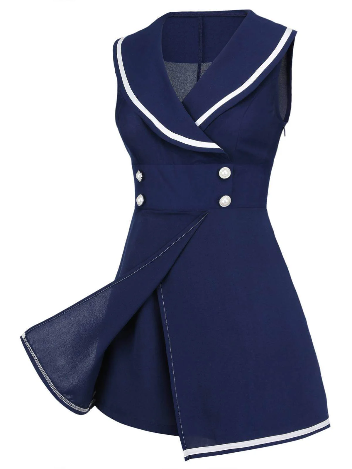 Navy Blue 1950s Sailor Collar Romper - Image 5