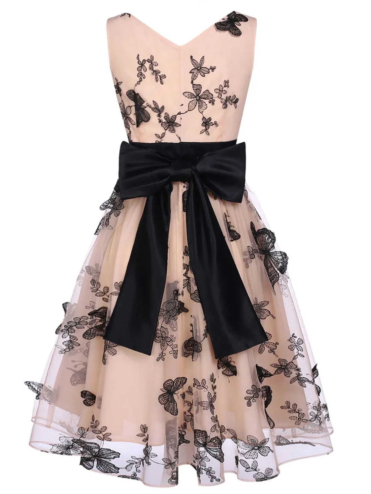 Nude 1950s Lace Butterfly Swing Vintage Dress - Image 4