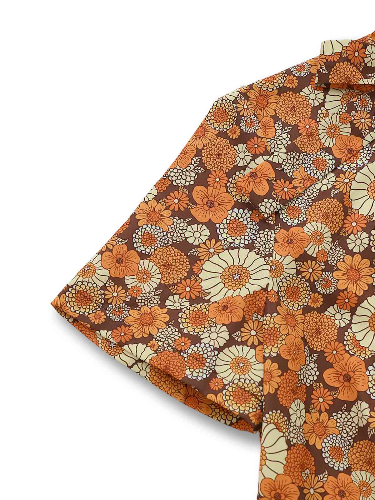 Orange 1970s Daisy Corduroy Patchwork Tie Neck Jumpsuit - Image 6