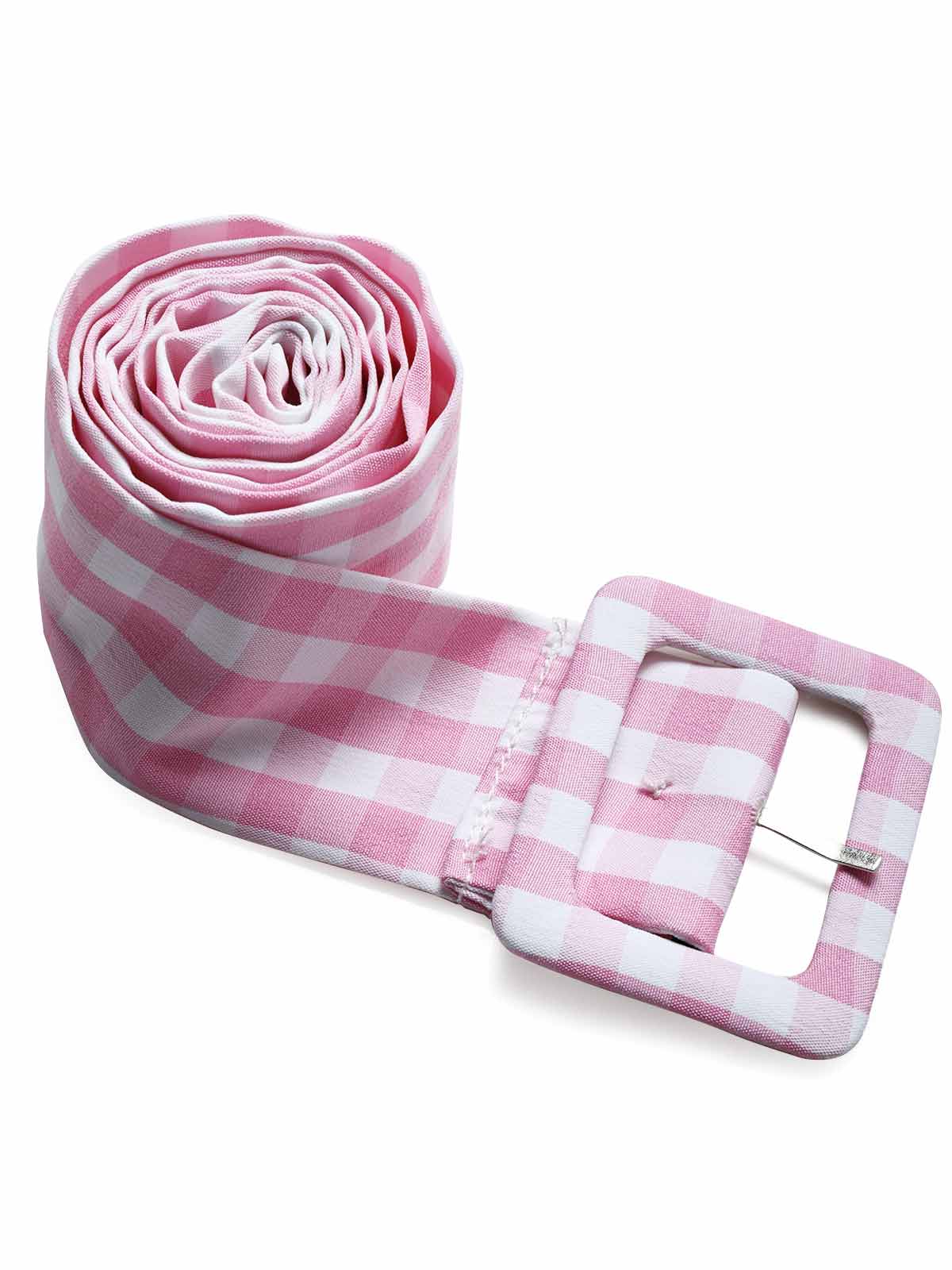 [Pre-Sale] Pink 1940s Gingham Lapel V-Neck Belted Swing Dress - Image 6