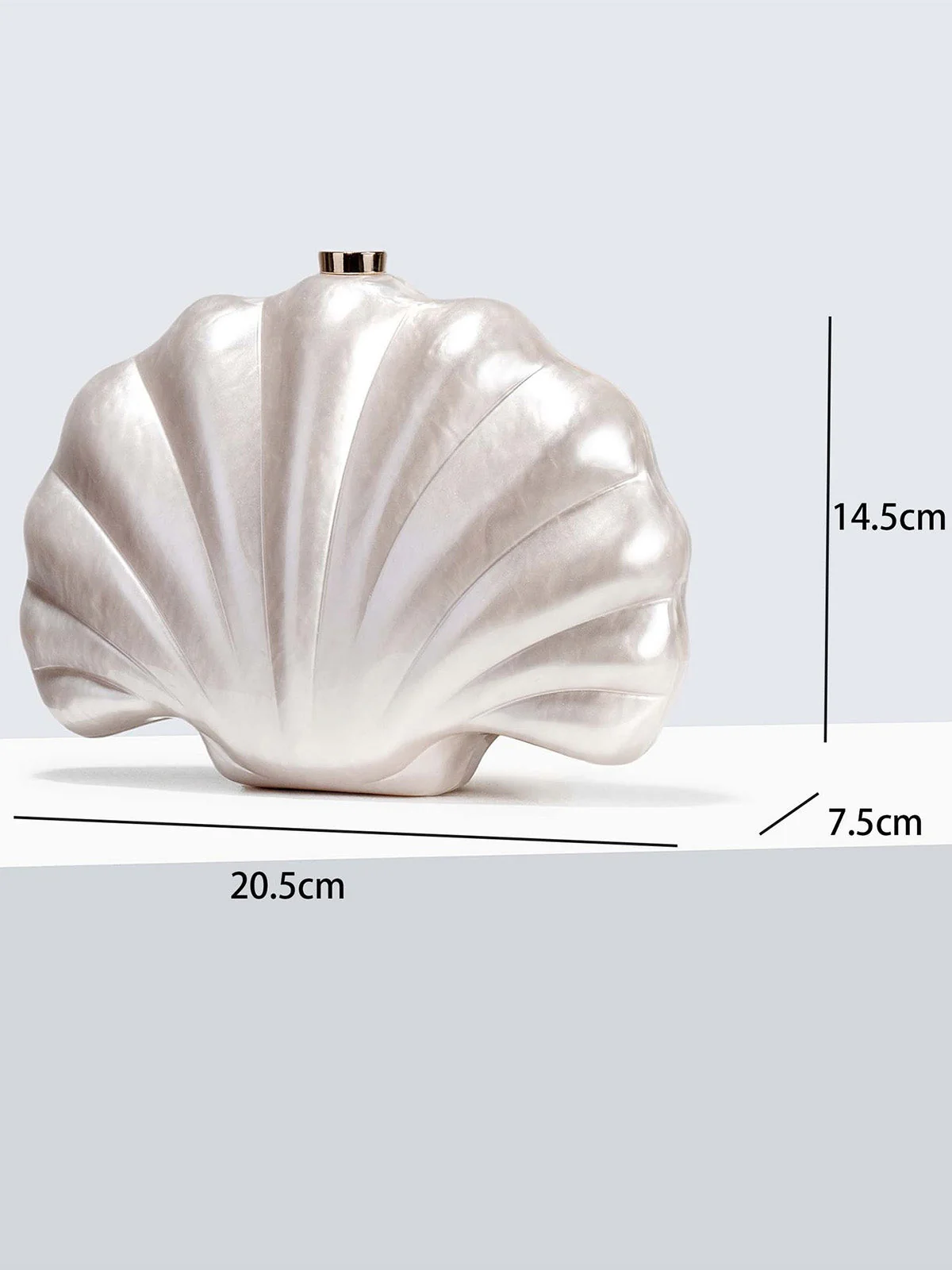 Pearl Shell Hardcase Metallic Finish Clutch Bag - Image 3