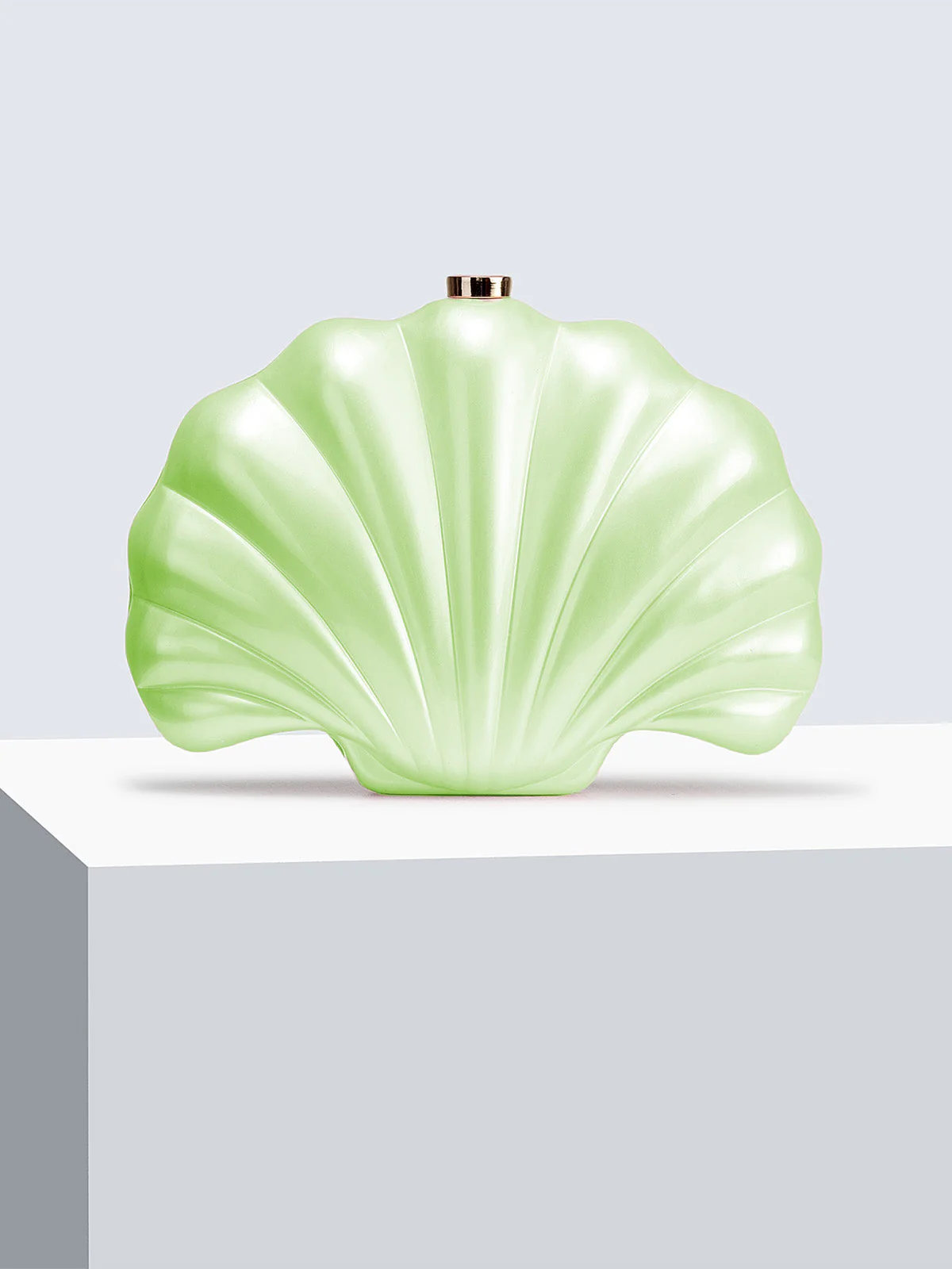 Pearl Shell Hardcase Metallic Finish Clutch Bag - Image 5