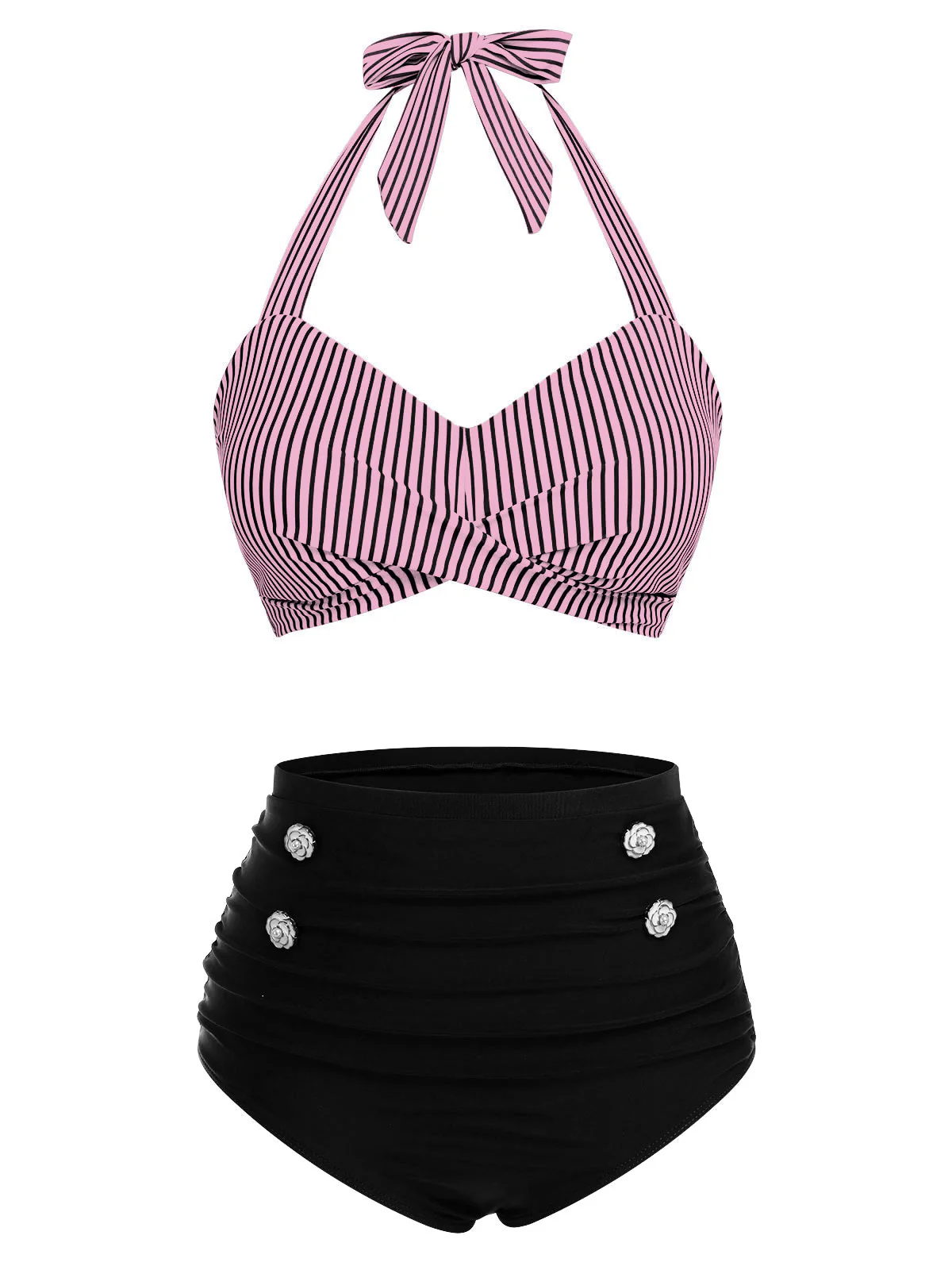 [Pre-Sale] Blue 1940s Striped Halter Swimsuit Set - Image 11