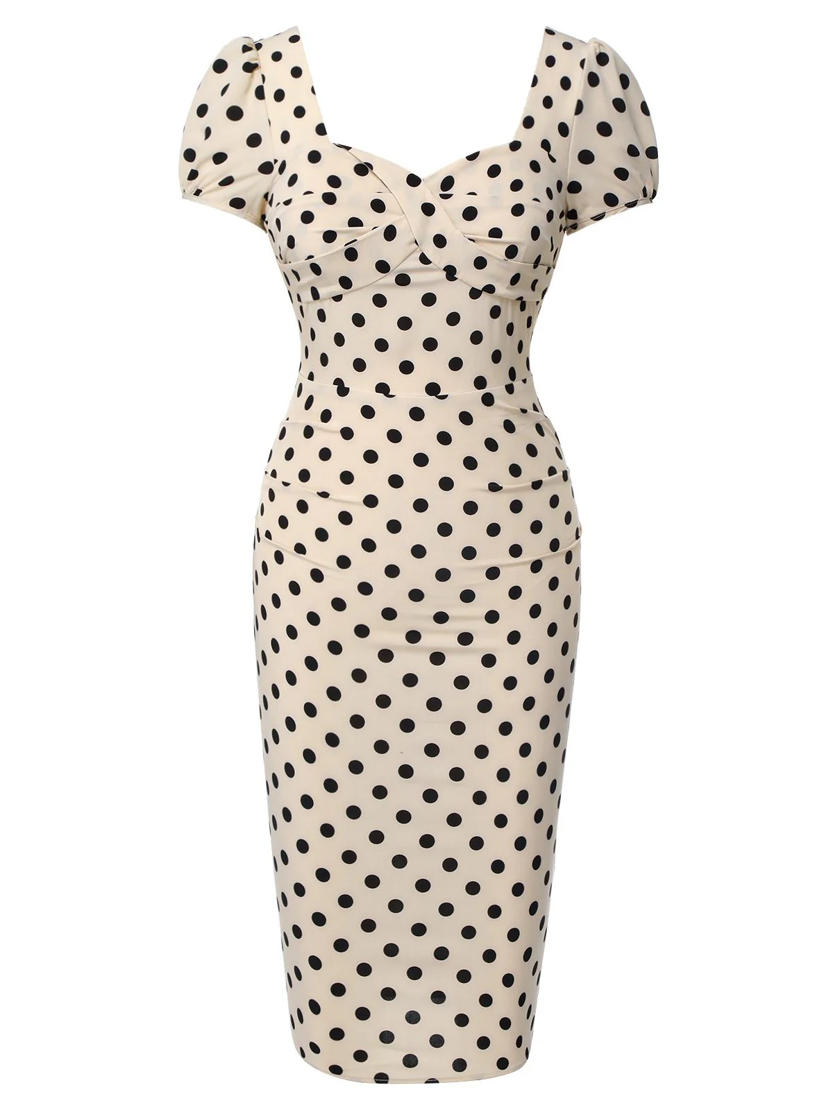 Pink 1960s Polka Dot Square Neck Puff Dress - Image 3