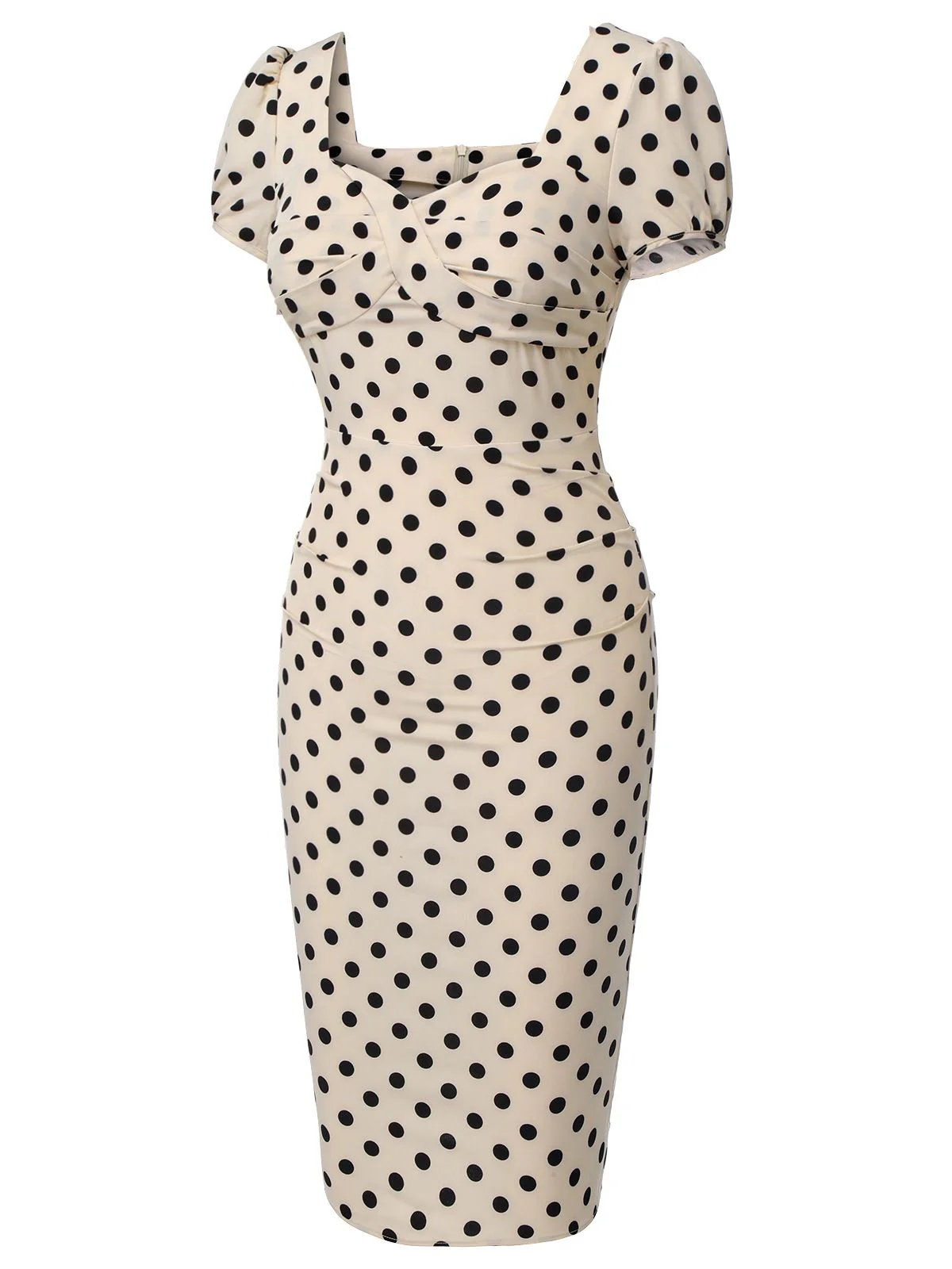 Pink 1960s Polka Dot Square Neck Puff Dress - Image 4