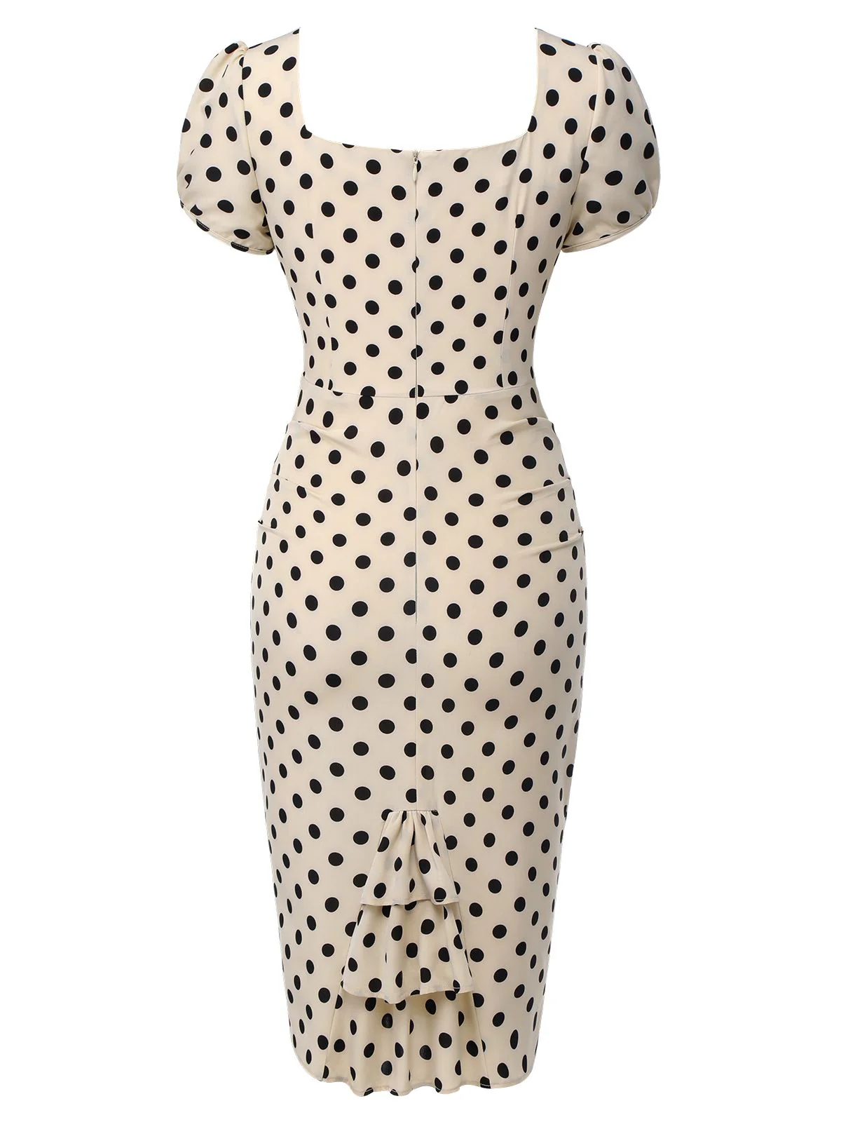 Pink 1960s Polka Dot Square Neck Puff Dress - Image 5