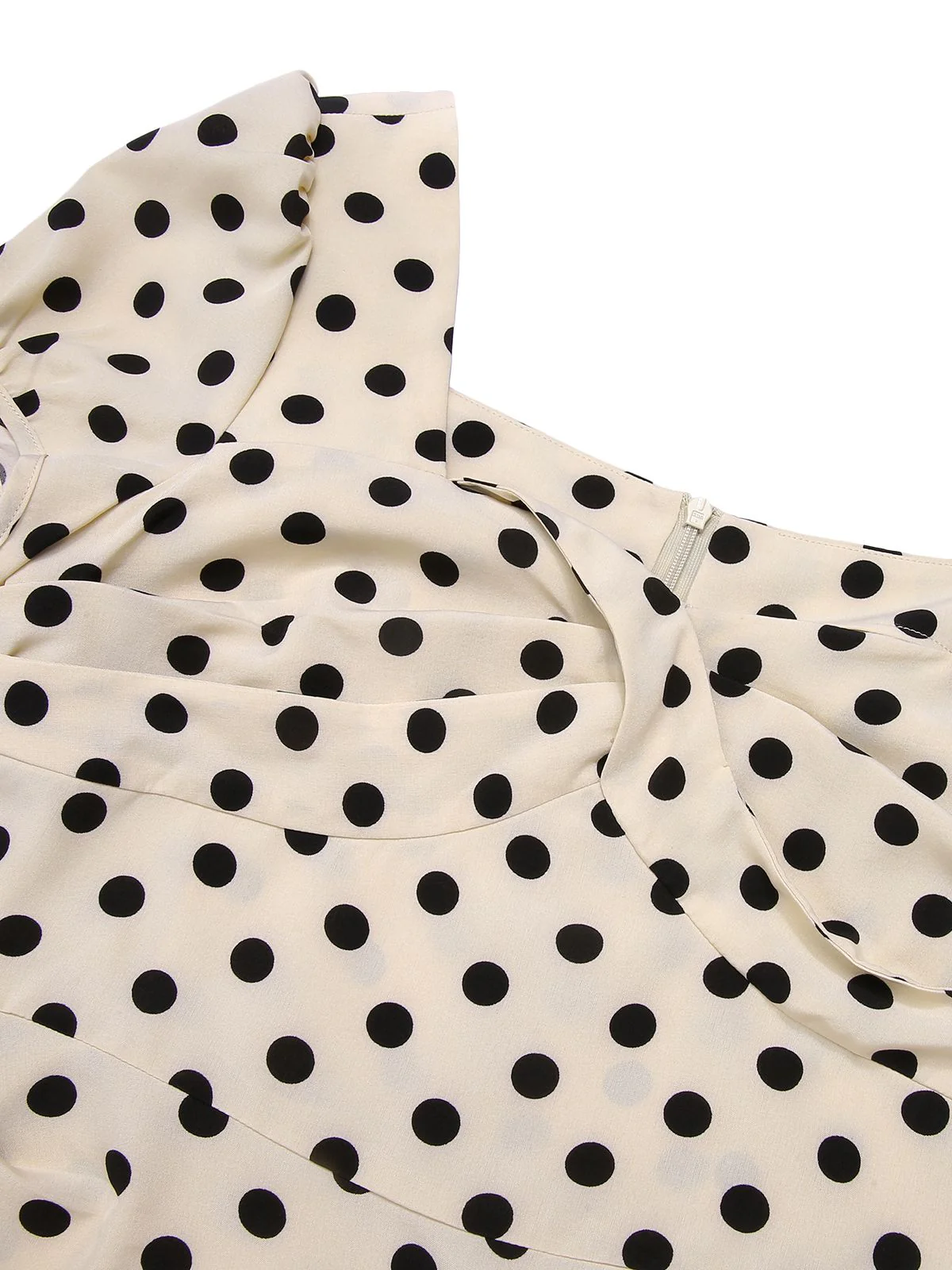 Pink 1960s Polka Dot Square Neck Puff Dress - Image 6