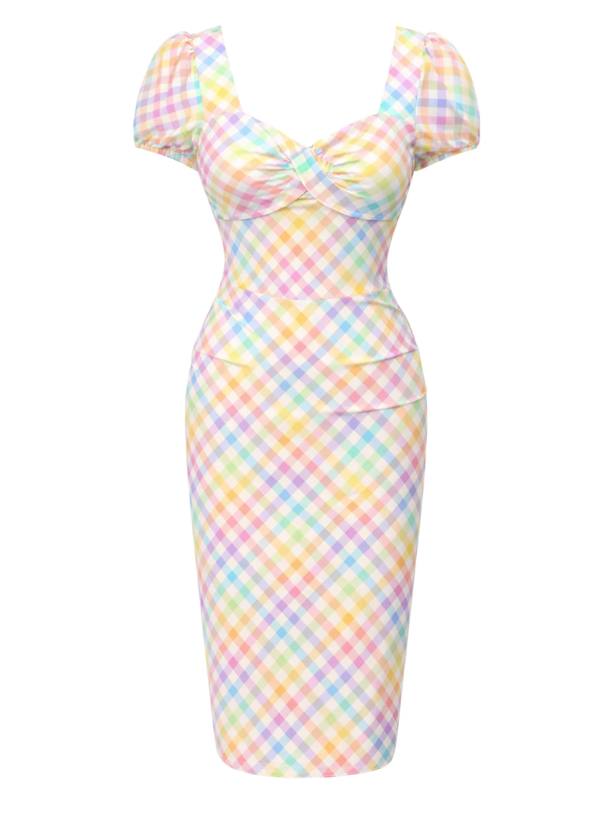 Pink 1960s Polka Dot Square Neck Puff Dress - Image 9