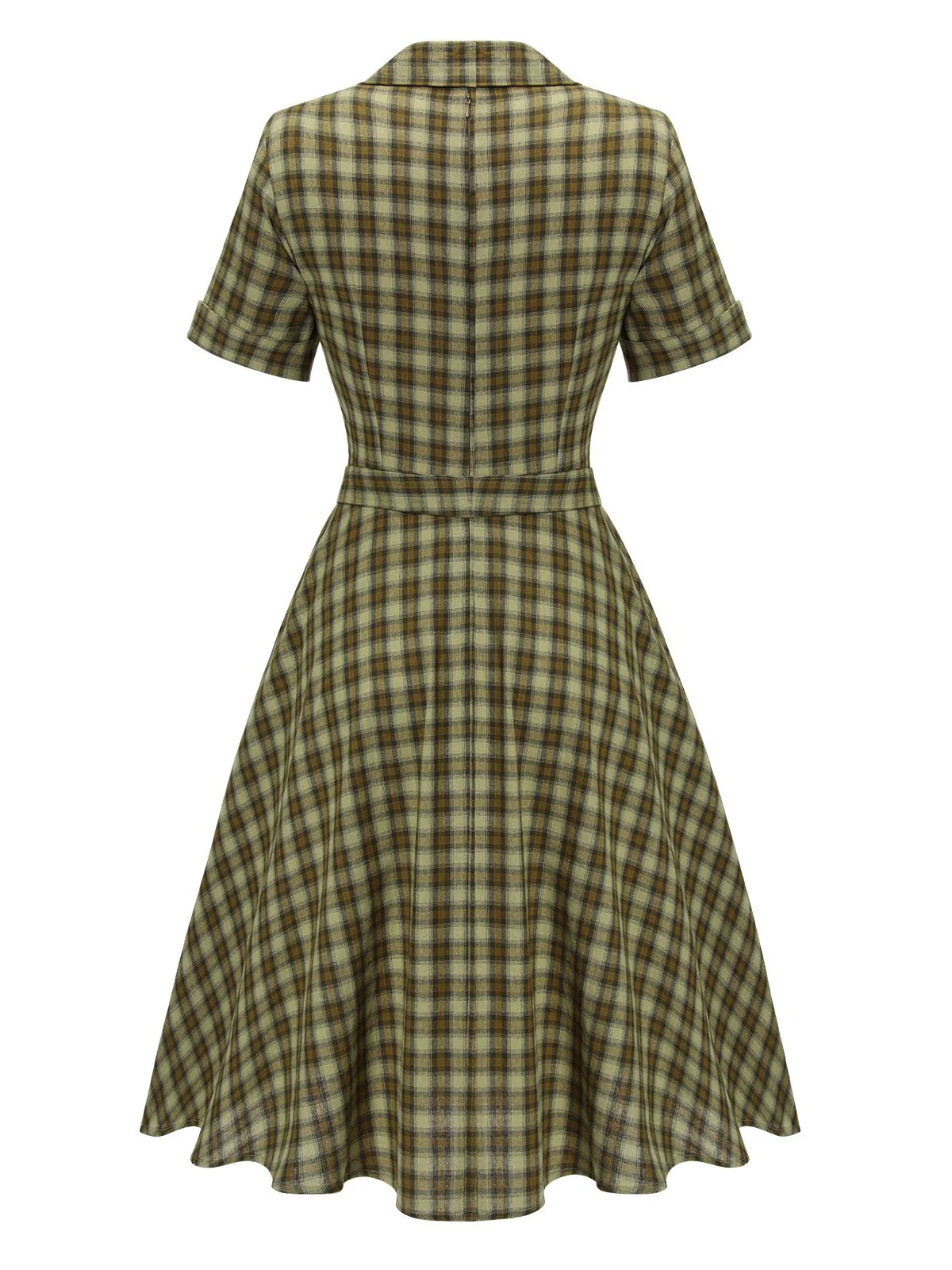 [Pre-Sale] Plaids 1950s Buttoned Belted Swing Dress - Image 12