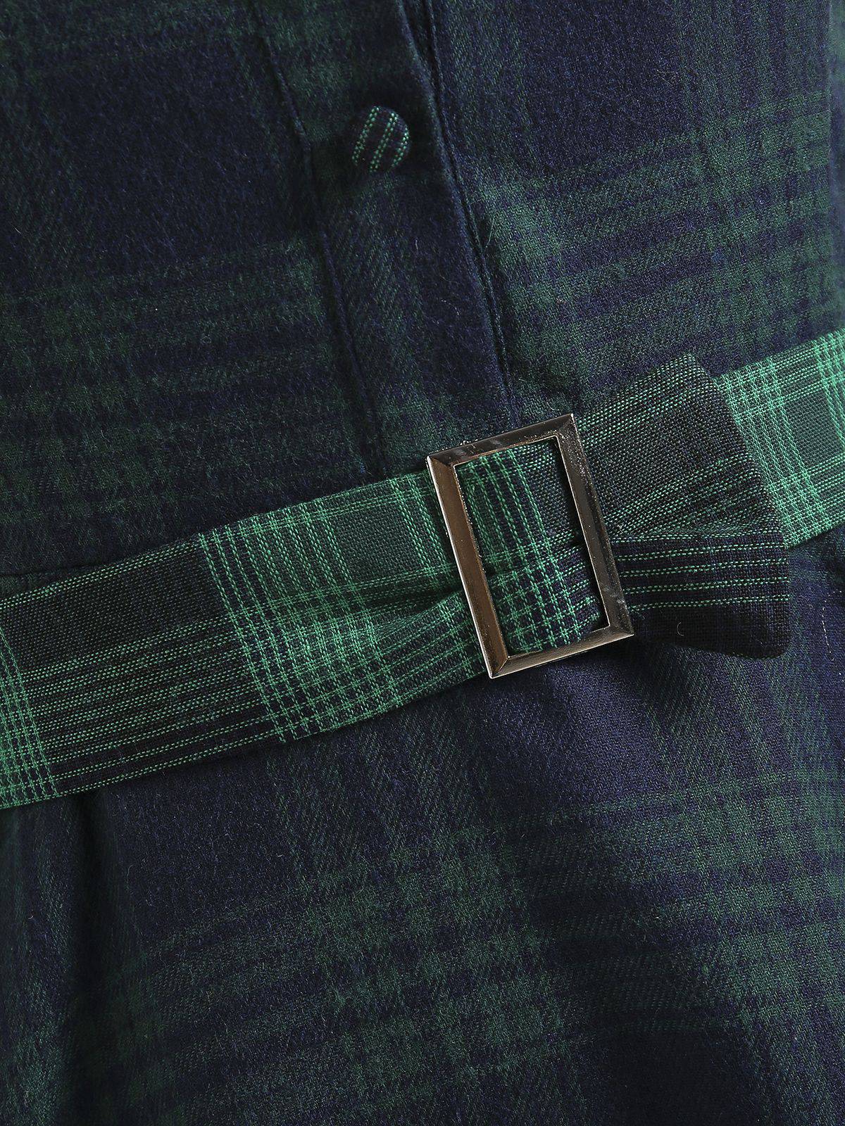 [Pre-Sale] Plaids 1950s Buttoned Belted Swing Dress - Image 4