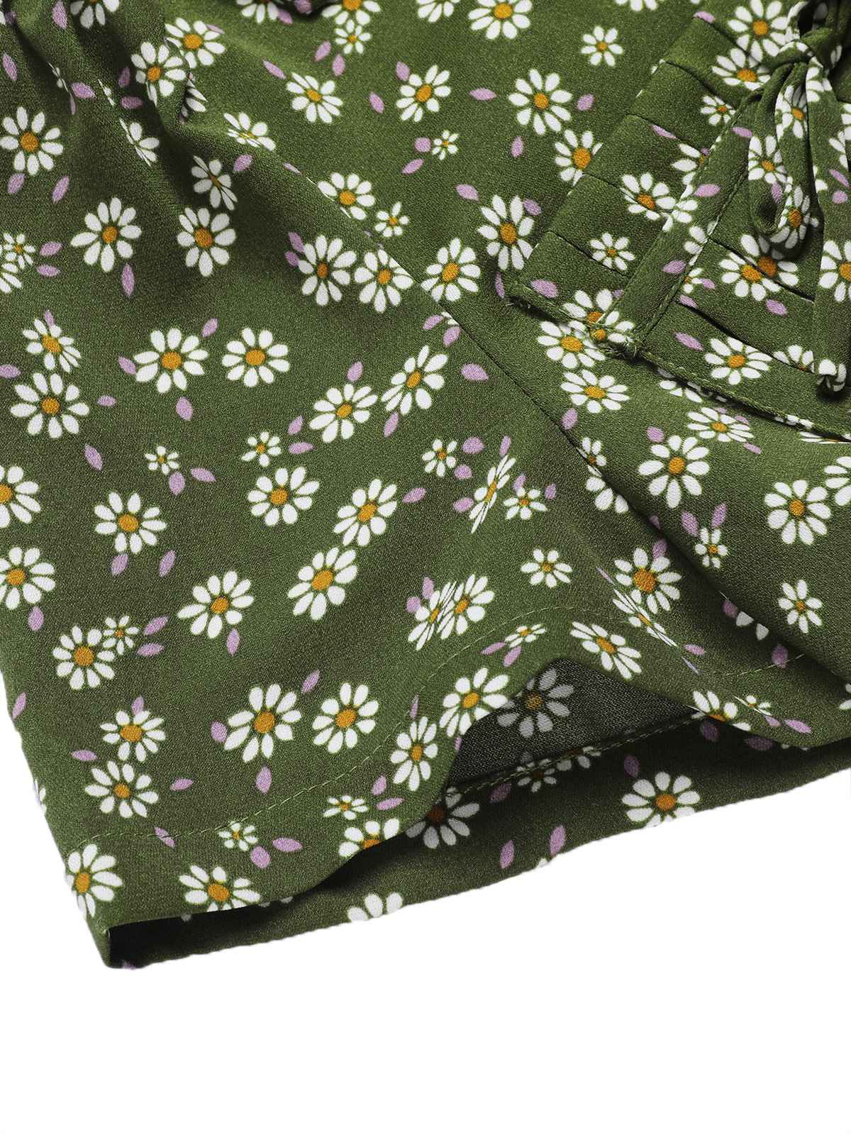 [Pre-Sale] [Plus Size] Green 1940s Lapel Buttons Ditsy Floral Dress - Image 5