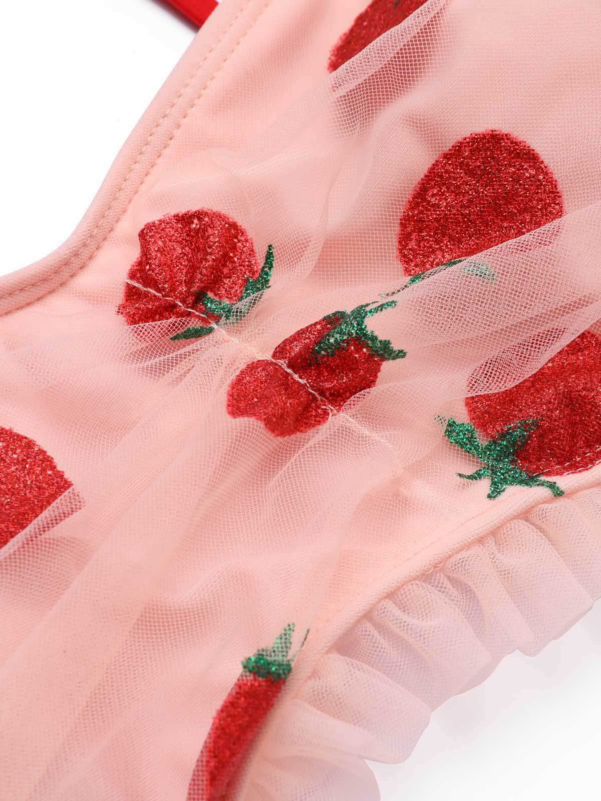 [Plus Size] 1950s Lace Strawberry Cami Tankini Set - Image 3