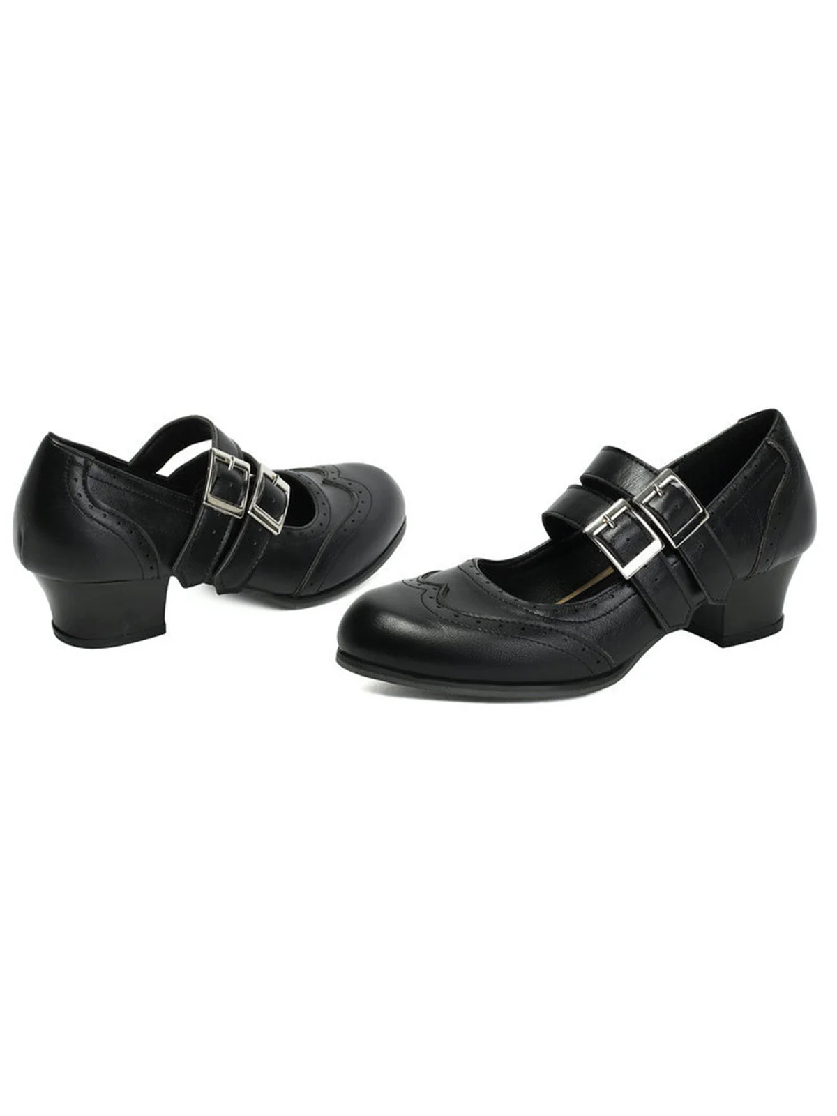 Pointed Toe Cone Heel Pumps Buckle Shoes - Image 2