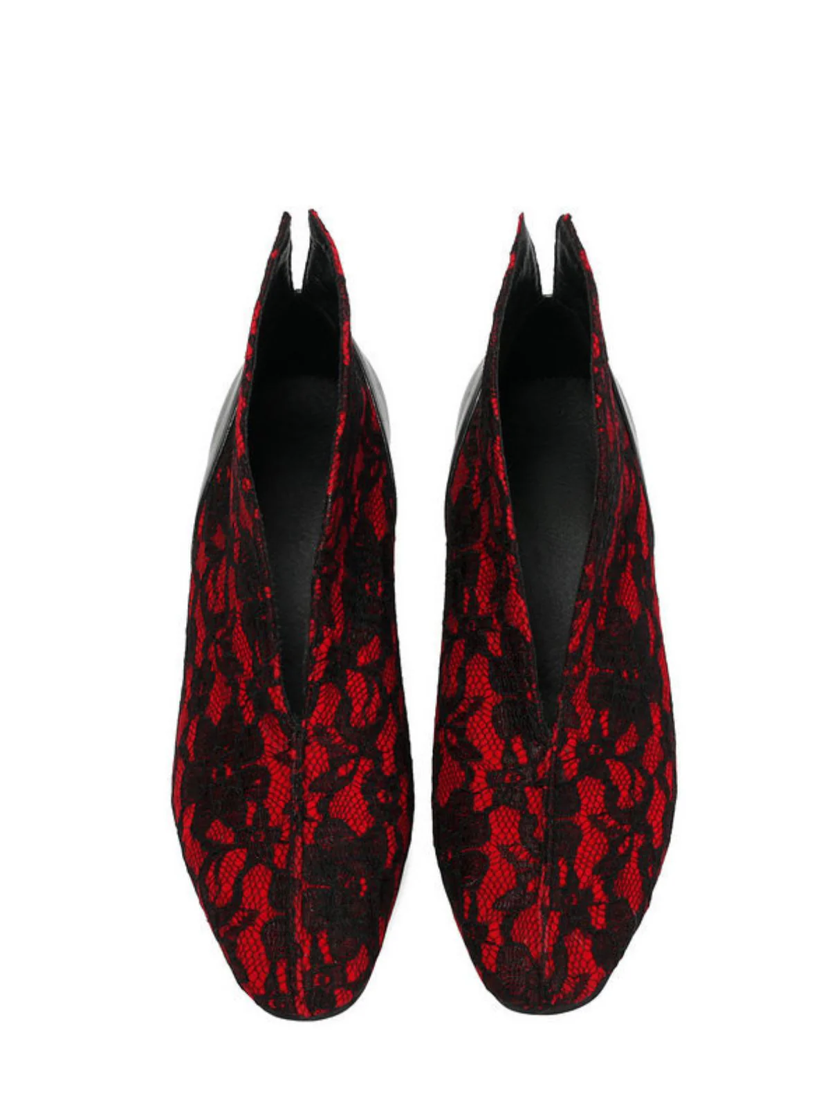 Pointed Toe V-Cut Vamp Lace Kitten Heel Pumps - Image 13