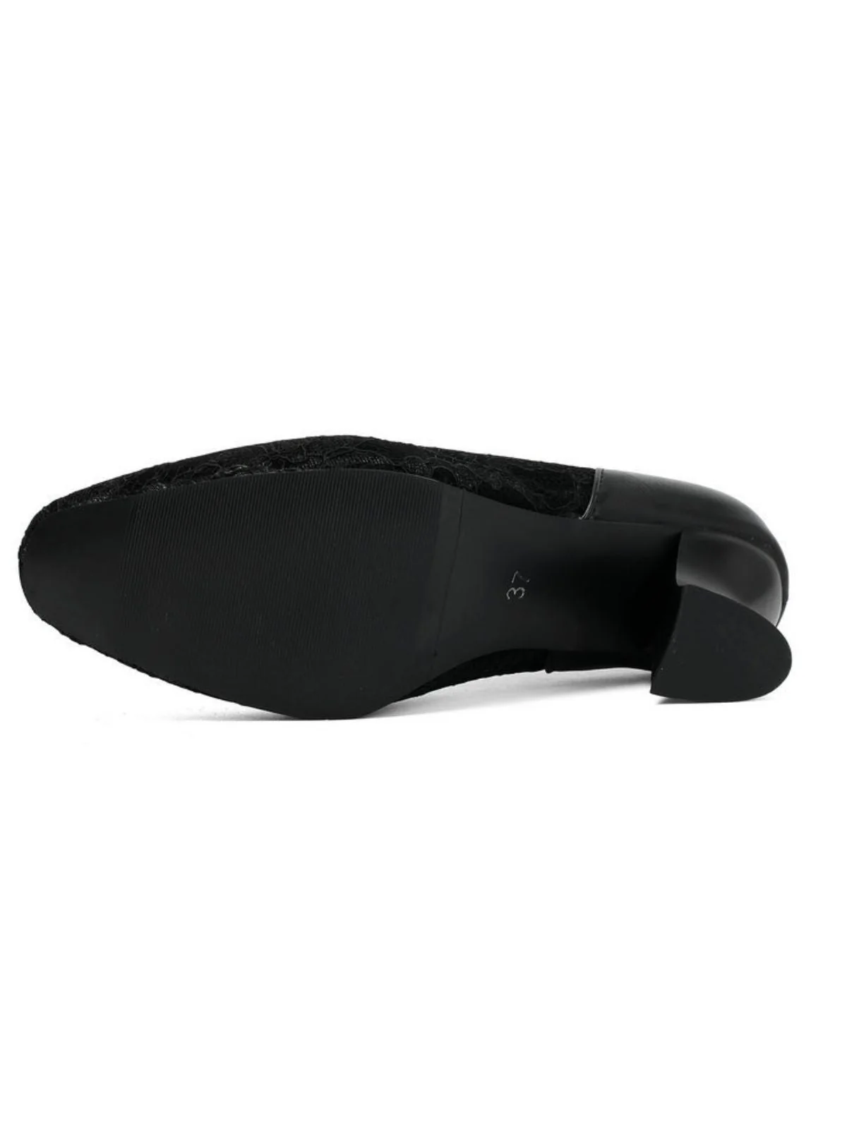 Pointed Toe V-Cut Vamp Lace Kitten Heel Pumps - Image 5