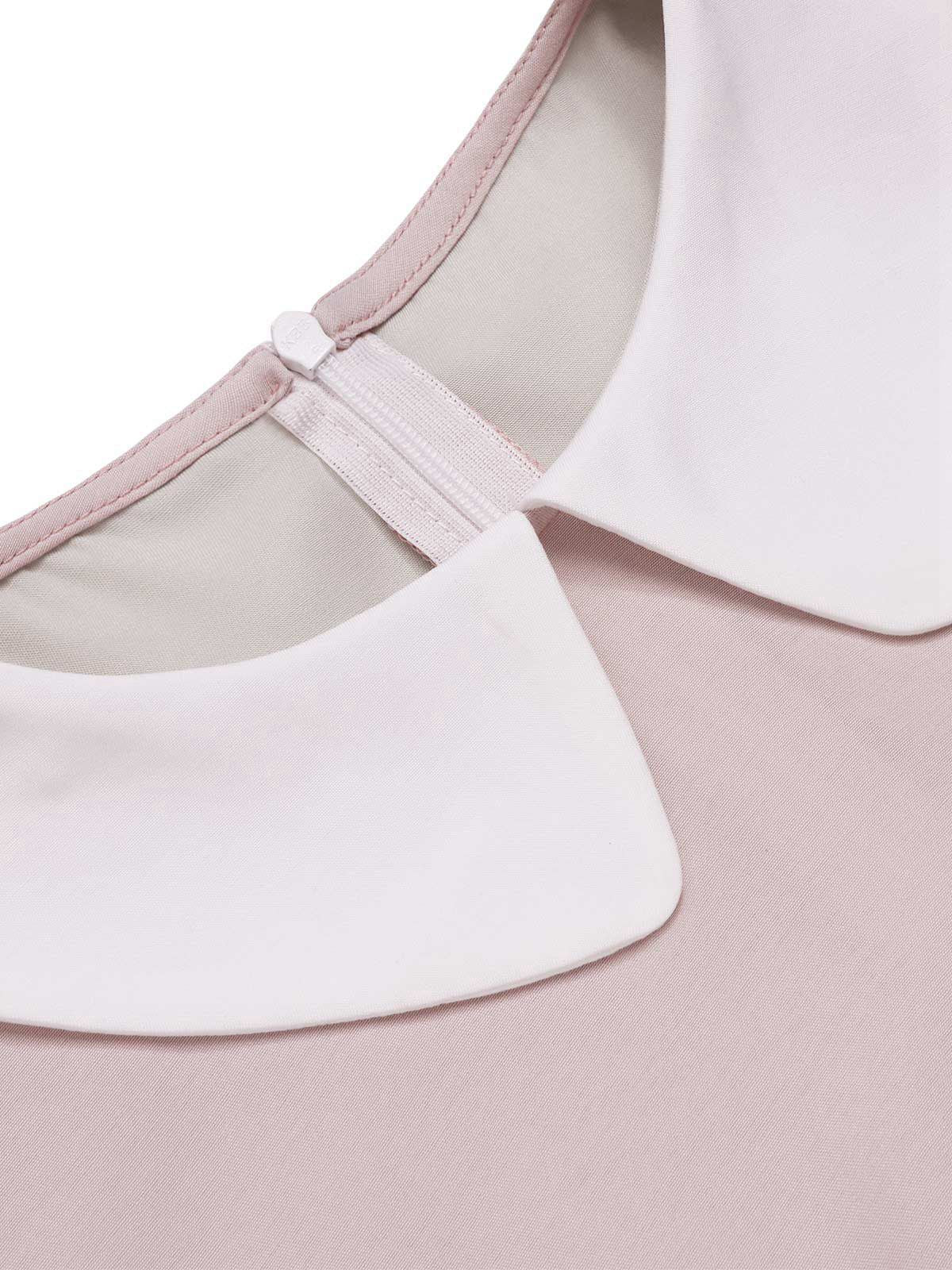 [Pre-Sale] 2PCS 1940s Colorblock Pink Blouse & Gray Dress - Image 9