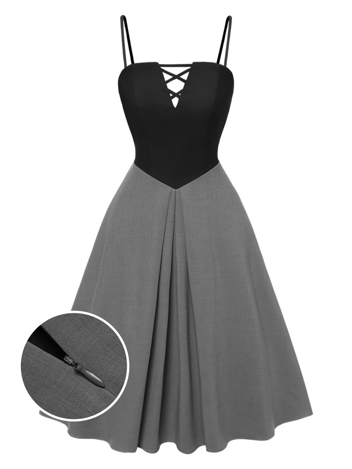 [Pre-Sale] 2PCS 1940s Colorblock Pink Blouse & Gray Dress - Image 12