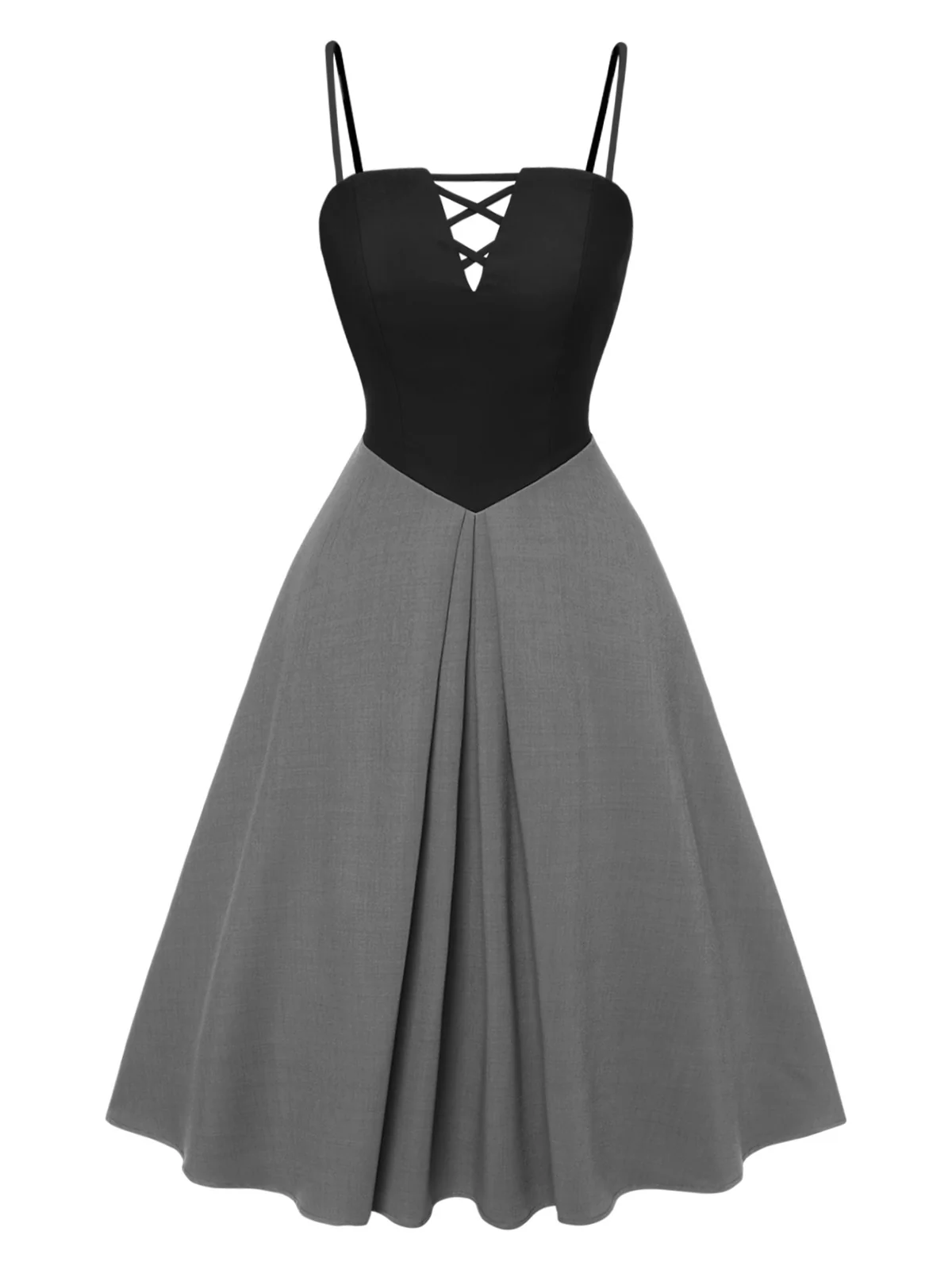 [Pre-Sale] 2PCS 1940s Colorblock Pink Blouse & Gray Dress - Image 13