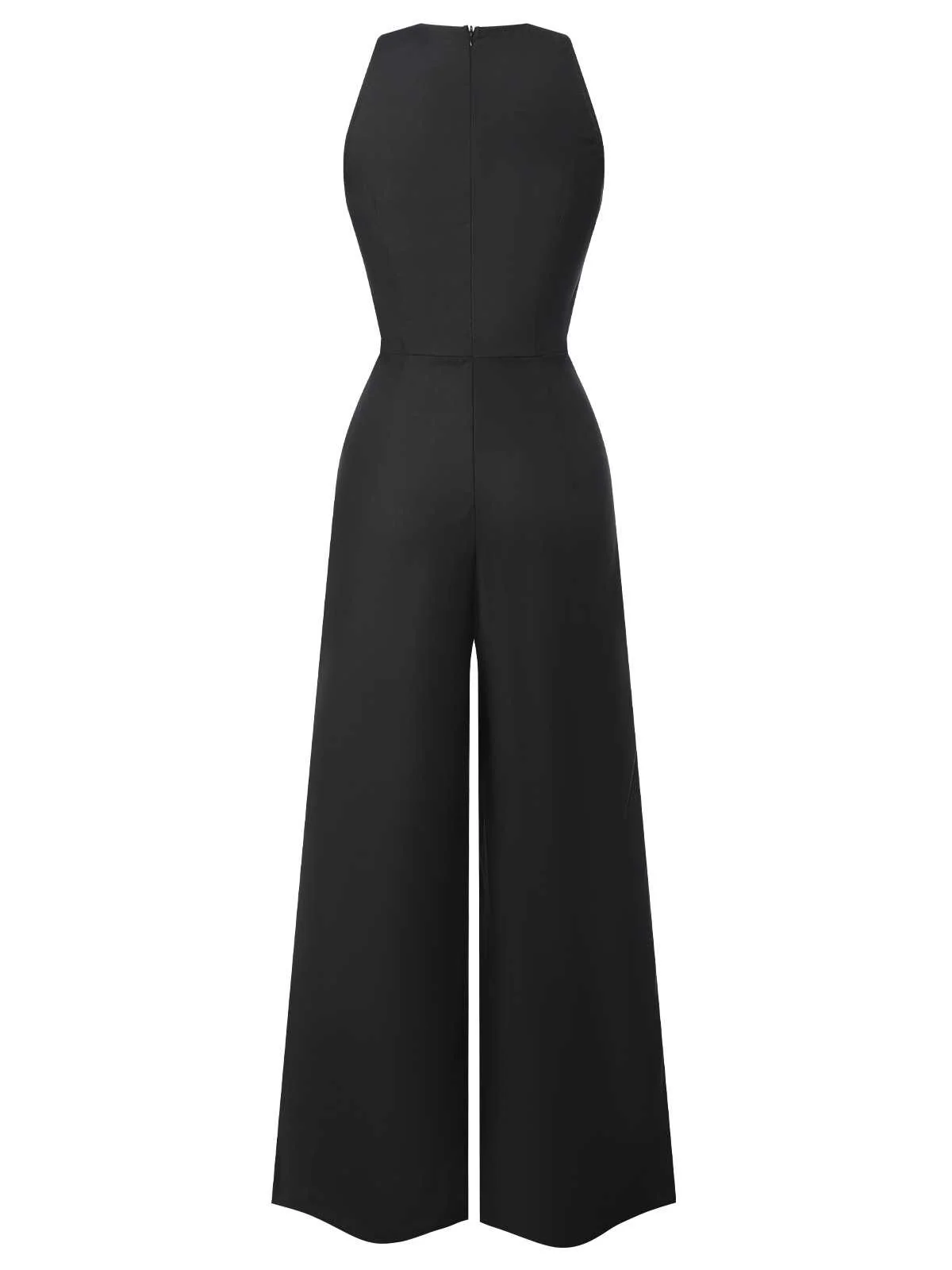 [Pre-Sale] Black 1950s Sleeveless Buttoned Solid Jumpsuit - Image 3