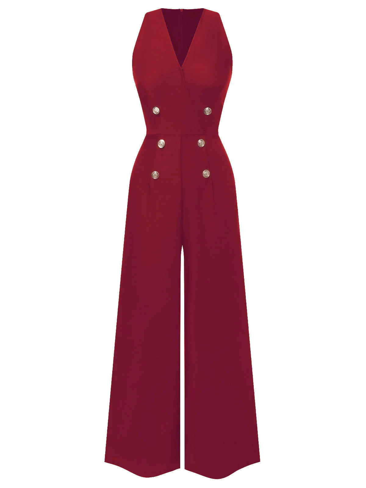 [Pre-Sale] Black 1950s Sleeveless Buttoned Solid Jumpsuit - Image 10