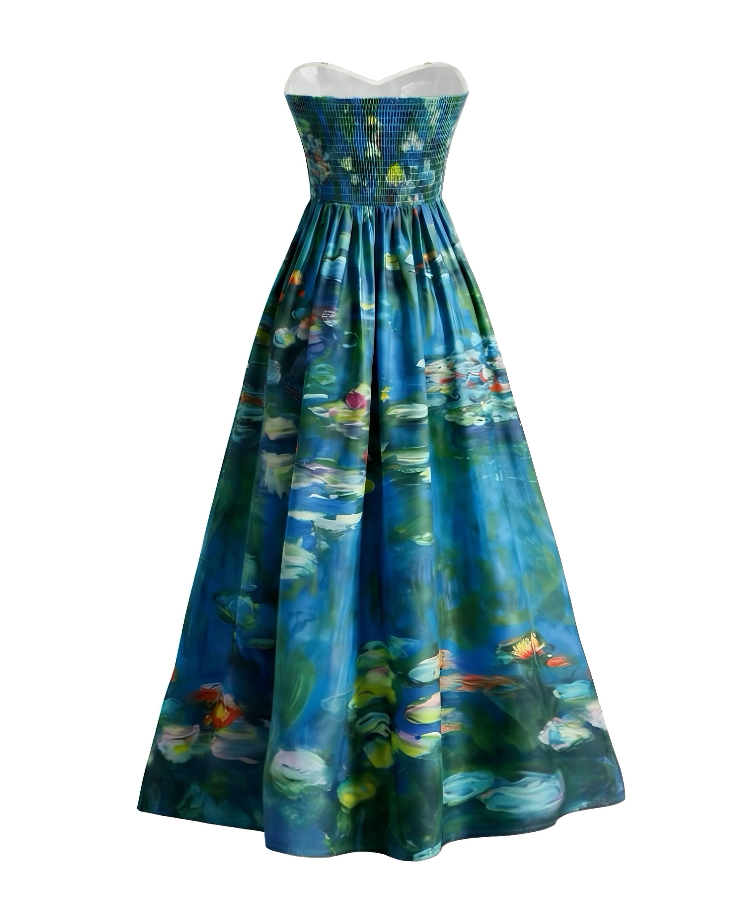 [Pre-Sale] Pale Green 1950s Water Lily Sweetheart Strapless Dress - Image 5