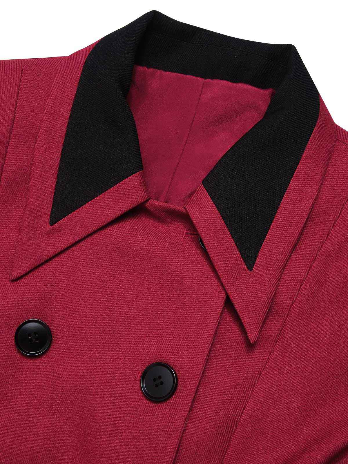 Red 1950s Lapel Double Breasted Coat - Image 6