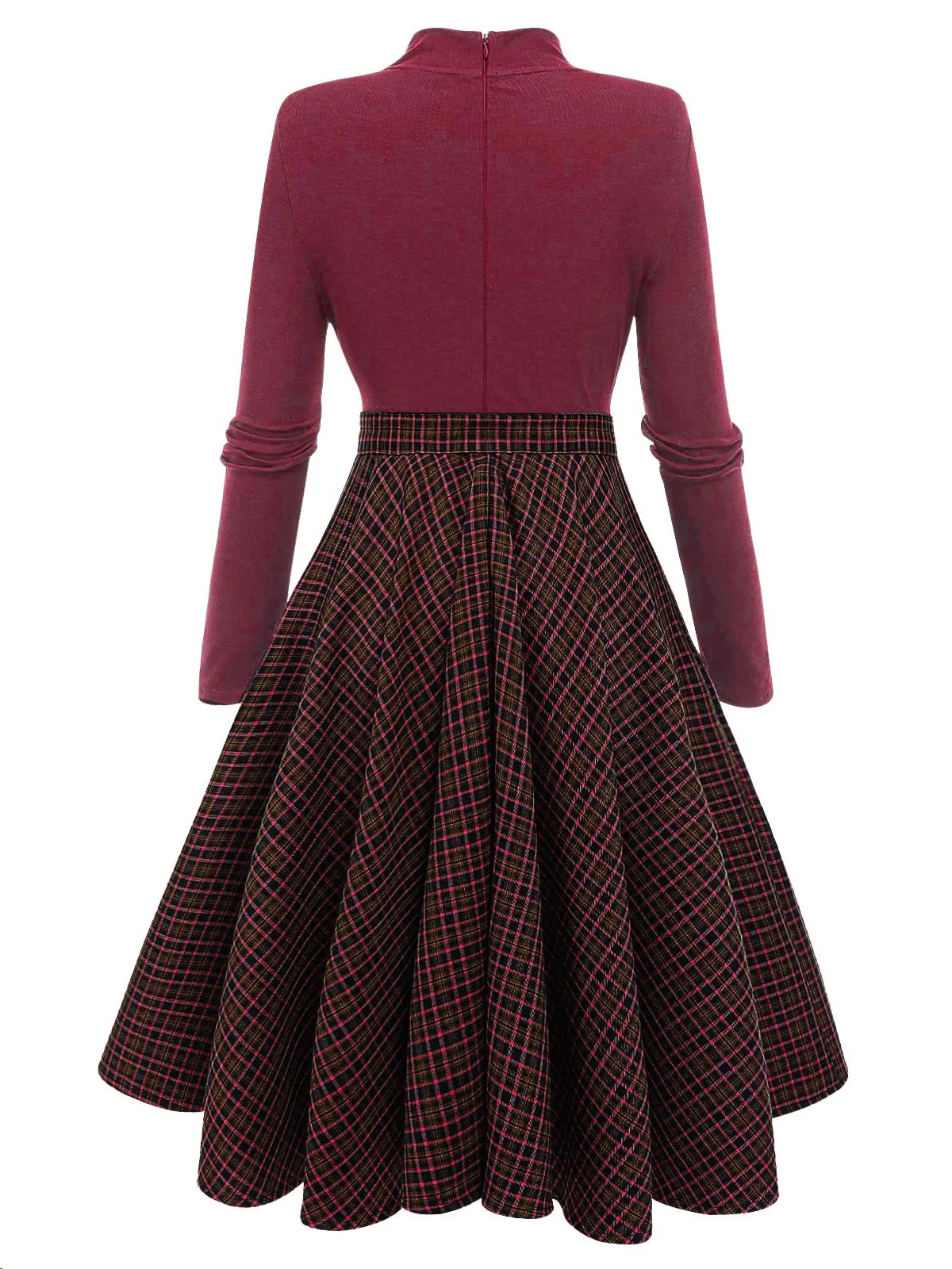 Dark Green 1950s Plaid Knitting Dress - Image 10
