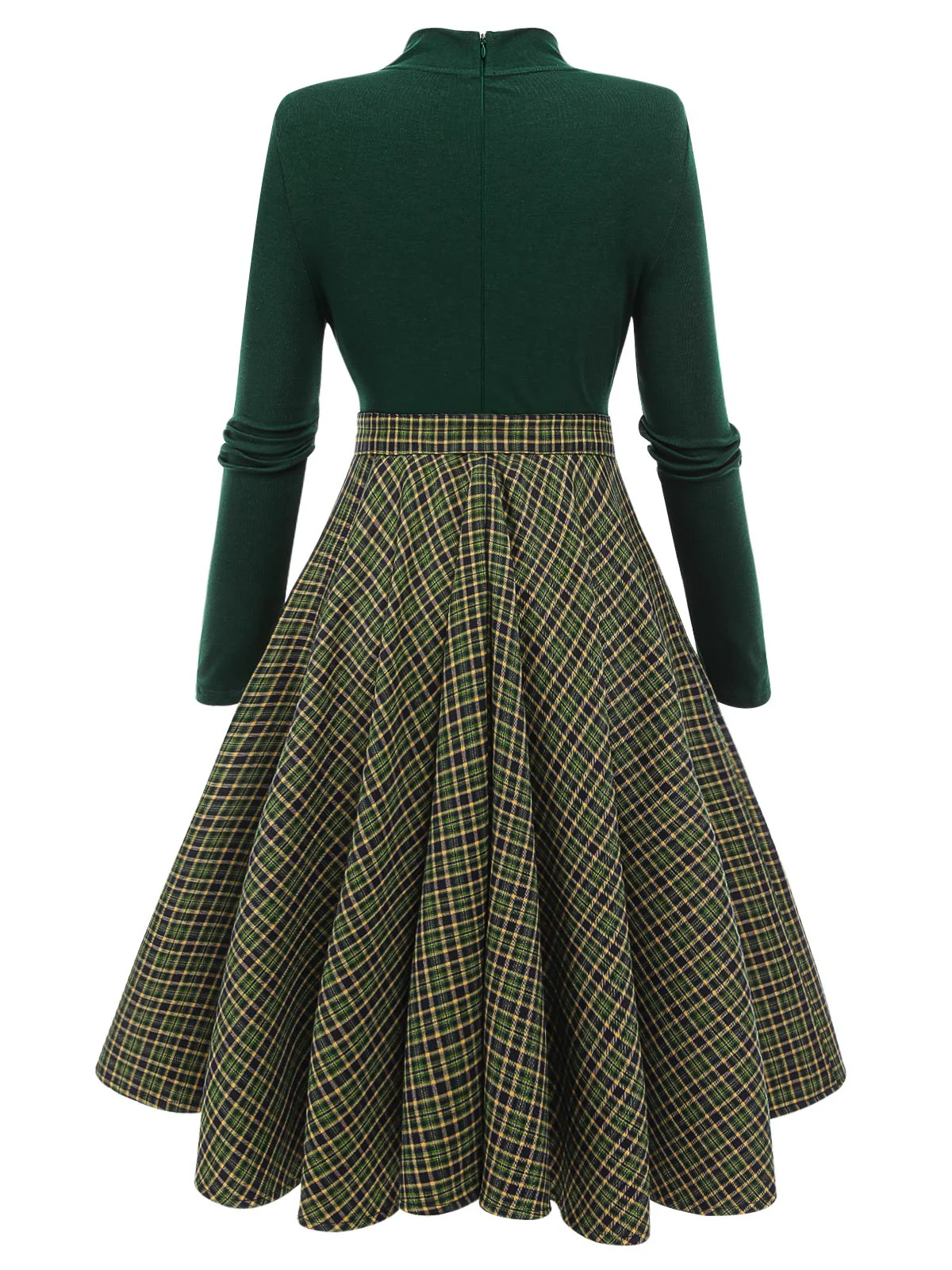 Dark Green 1950s Plaid Knitting Dress - Image 5