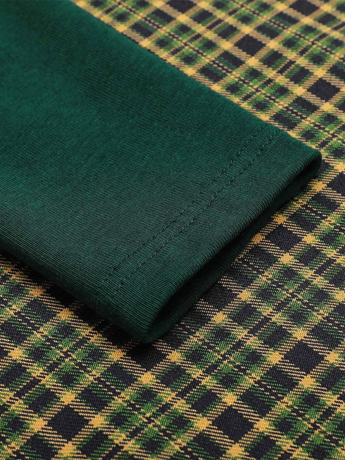 Dark Green 1950s Plaid Knitting Dress - Image 7