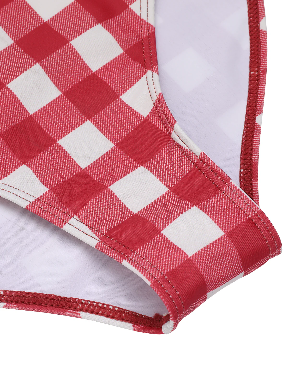 Red 1950s Plaids Added Bowknot Swimsuit - Image 7