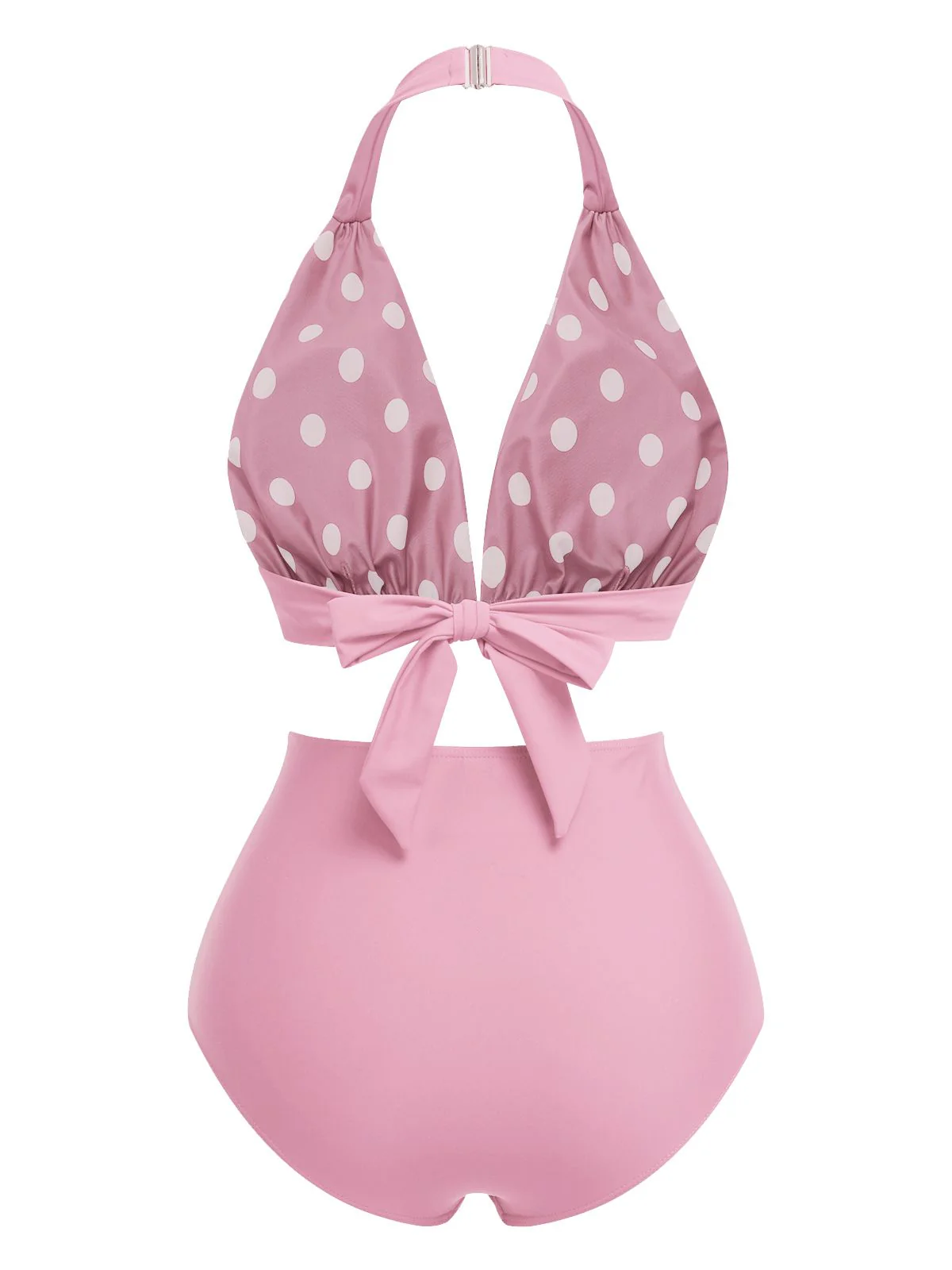 Red 1950s Polka Dot Halter Separate Swimsuit - Image 9