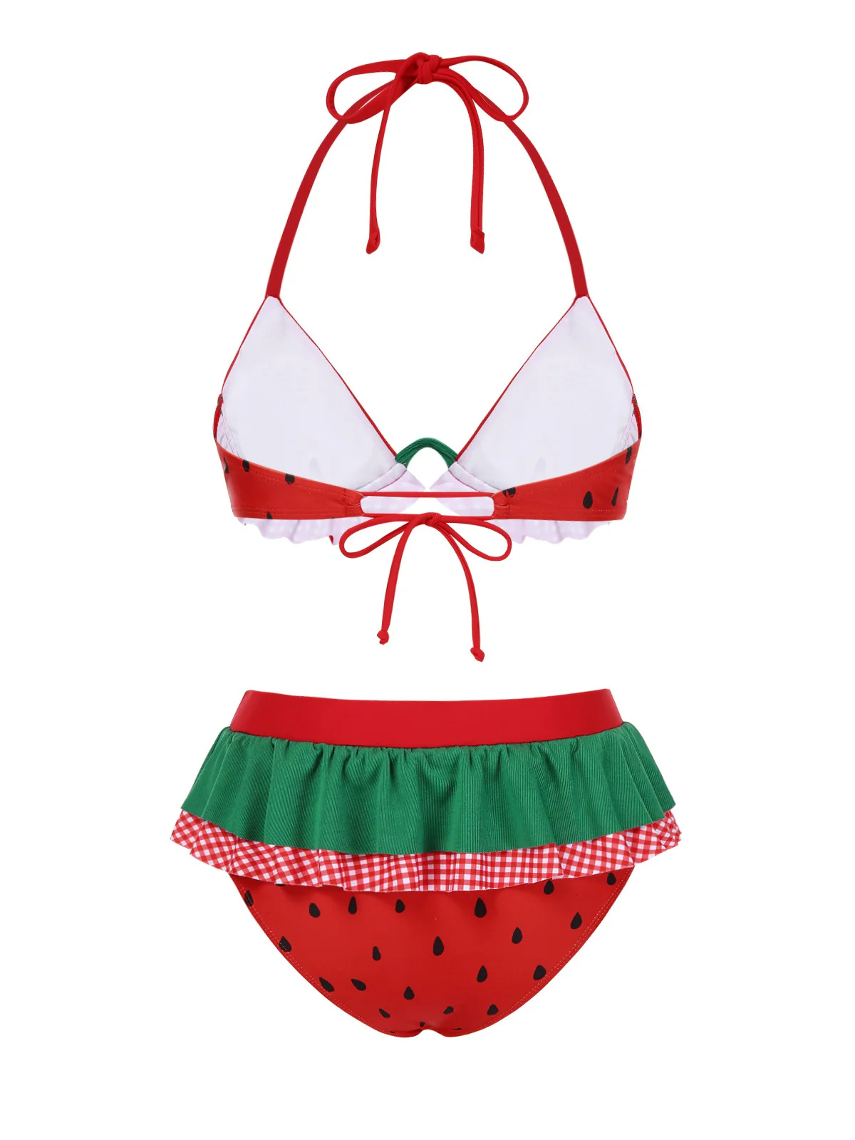 Red 1950s Watermelon Ruffled Bikini Set - Image 4