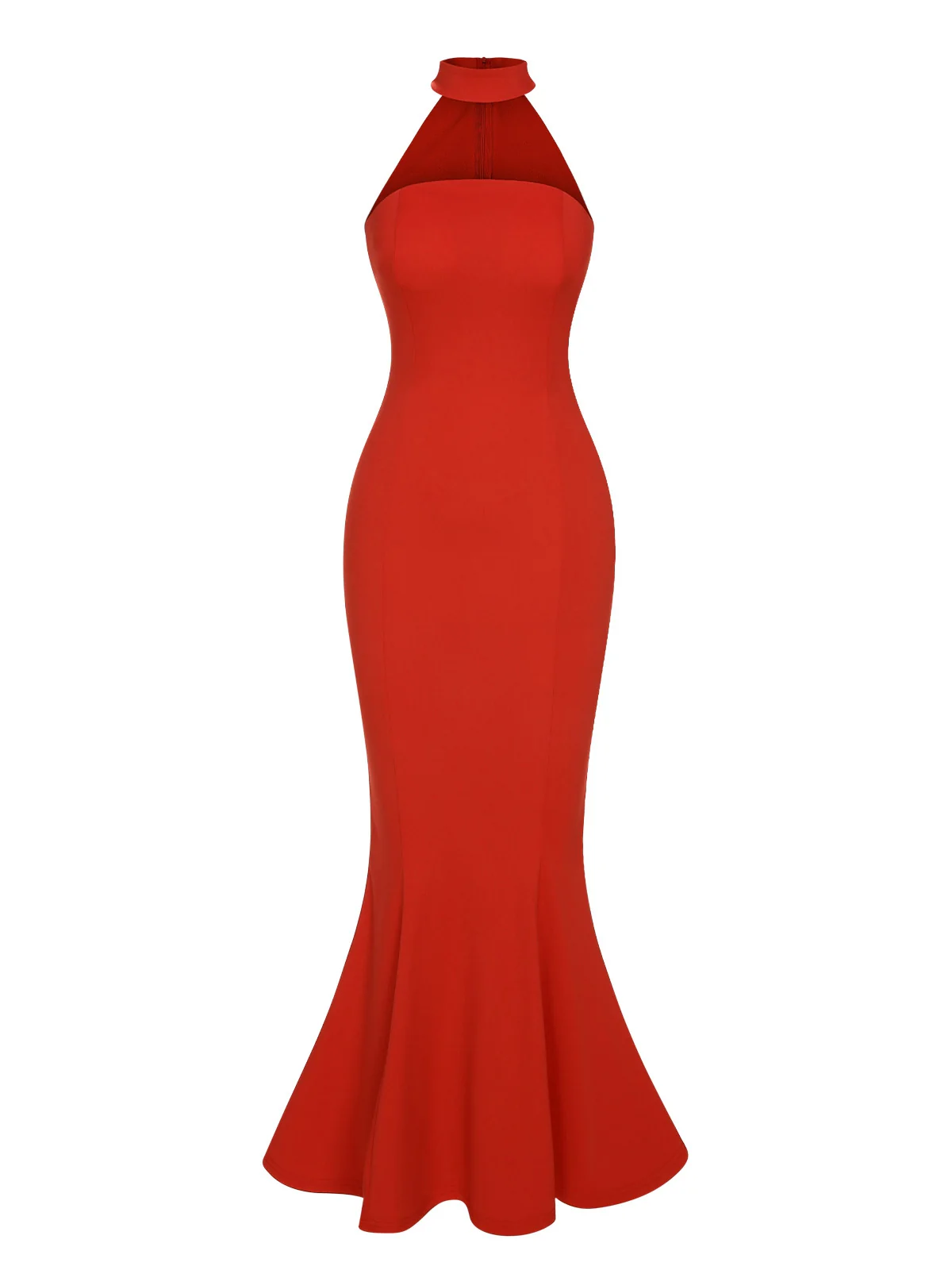 Retro 1930s Solid Halter Mermaid Dress