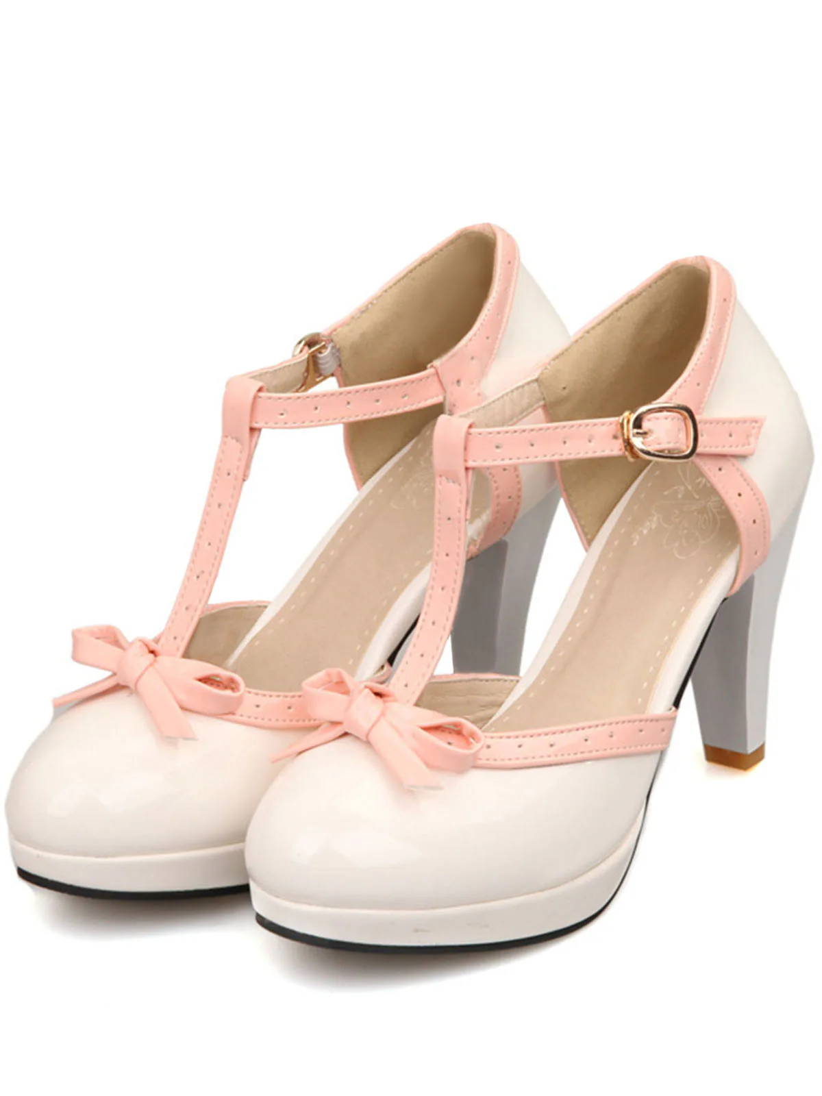 Retro Bow Décor High Heel Shoes - Image 8
