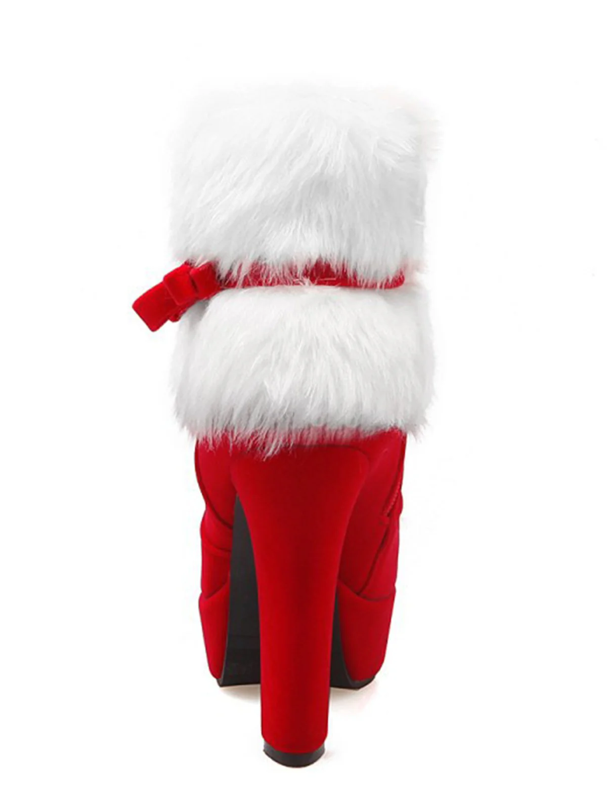 Retro Christmas Short Plush High Heel Shoes - Image 11