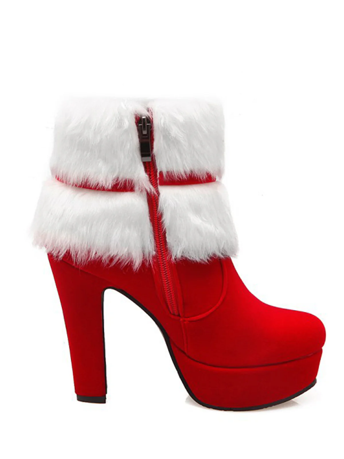 Retro Christmas Short Plush High Heel Shoes - Image 11