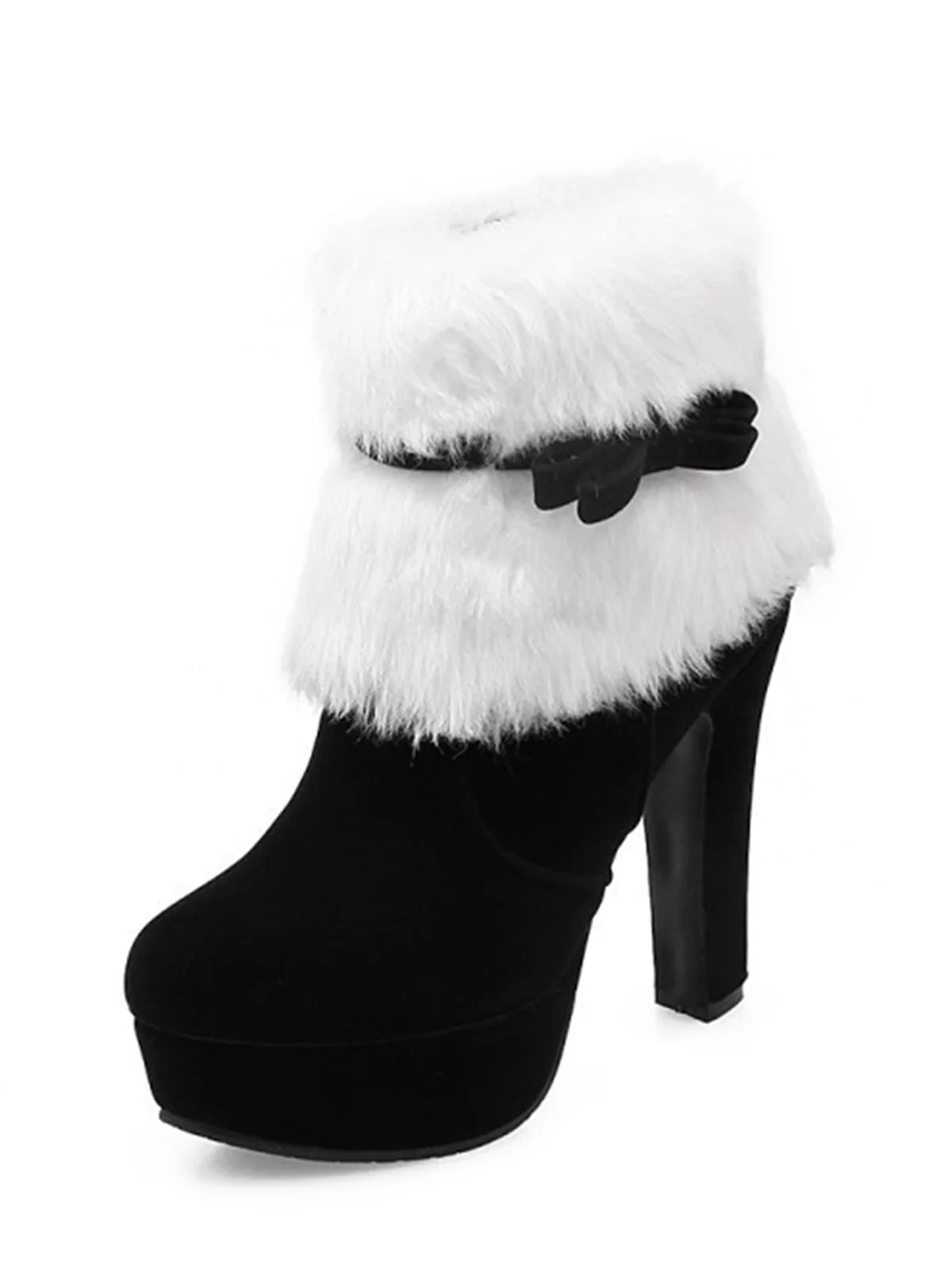 Retro Christmas Short Plush High Heel Shoes - Image 14