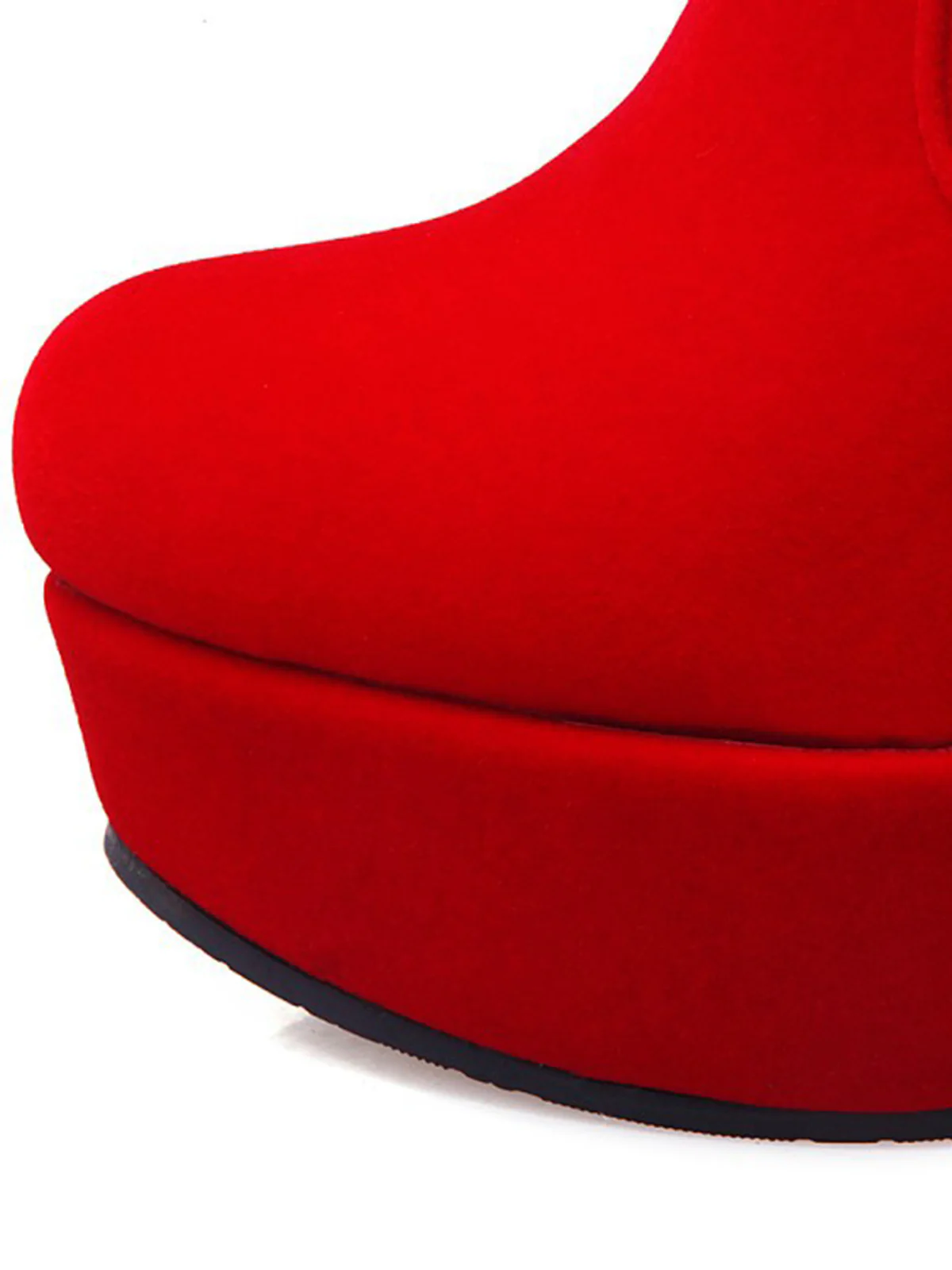 Retro Christmas Short Plush High Heel Shoes - Image 3