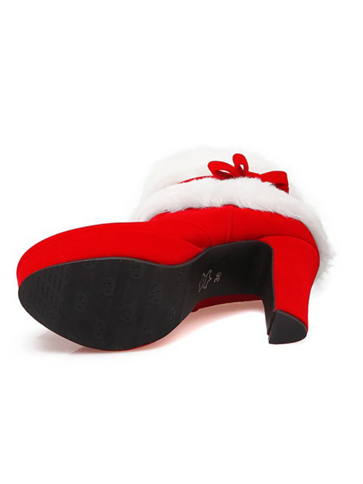 Retro Christmas Short Plush High Heel Shoes - Image 6