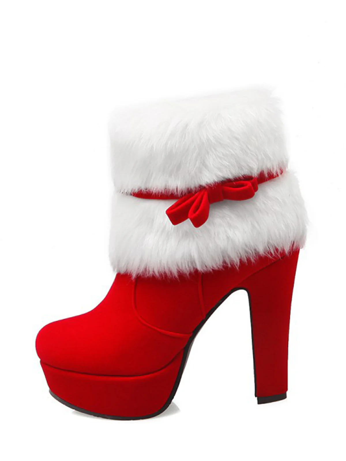 Retro Christmas Short Plush High Heel Shoes - Image 8