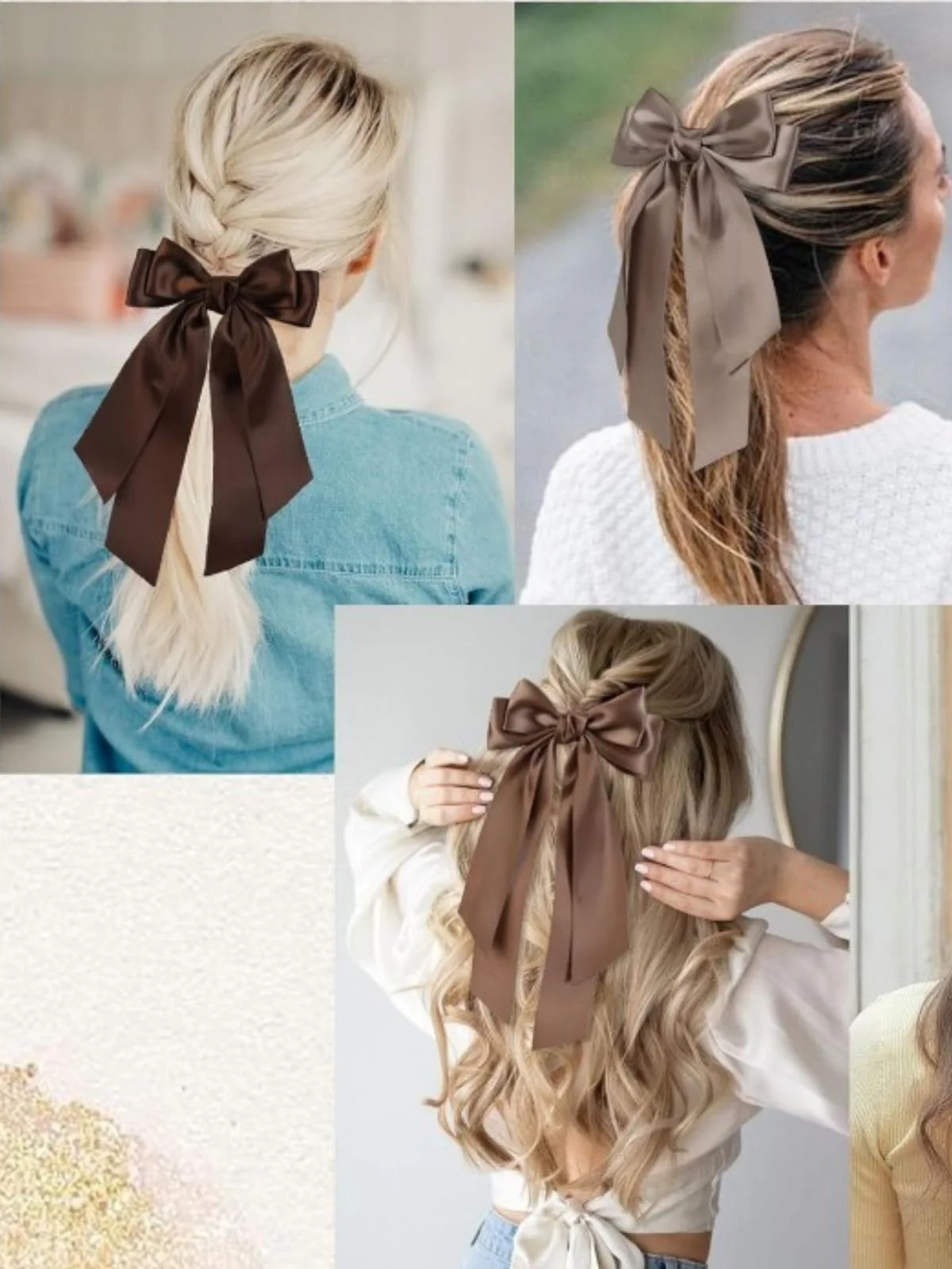 Retro Cute Satin Ribbon Bow Solid Hairpin - Image 3