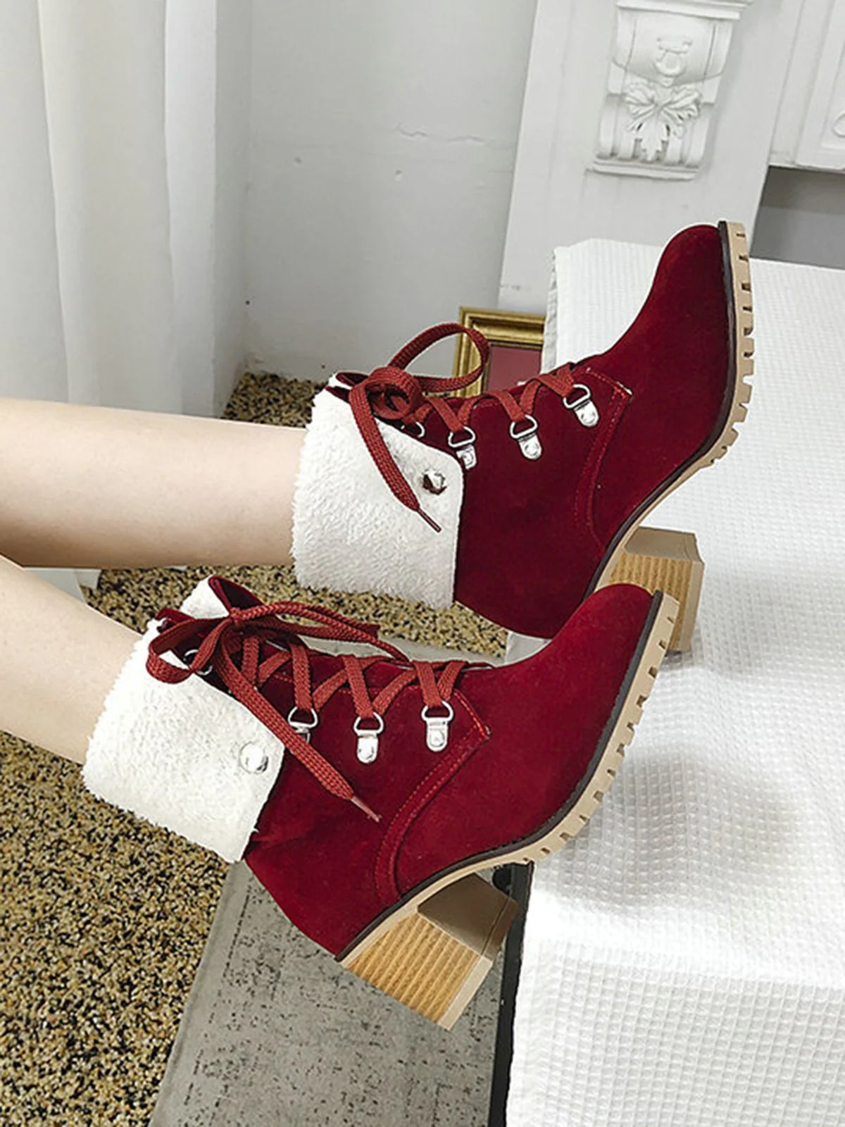 Retro Solid Lace-up Martin Boots - Image 18