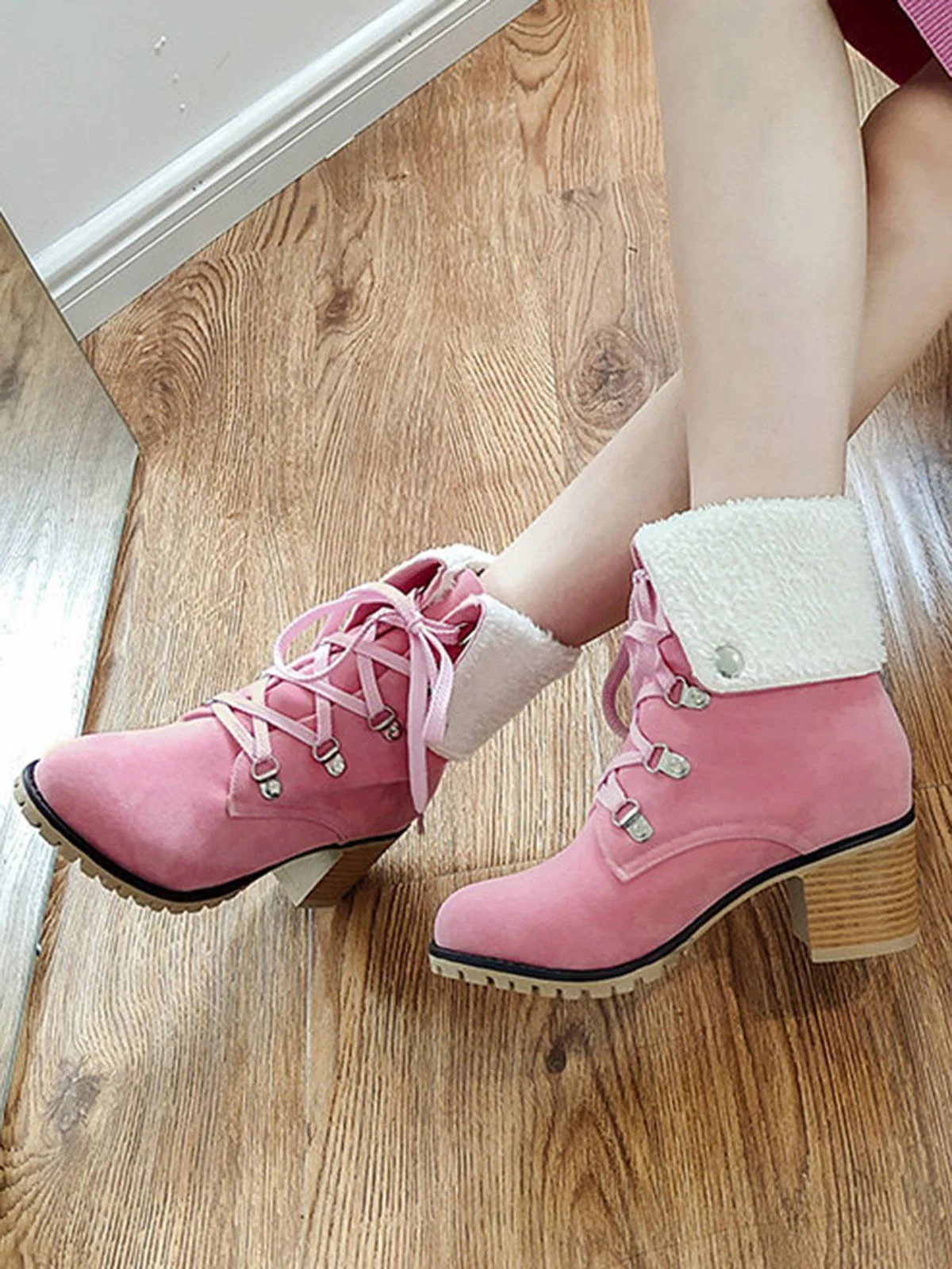 Retro Solid Lace-up Martin Boots - Image 9