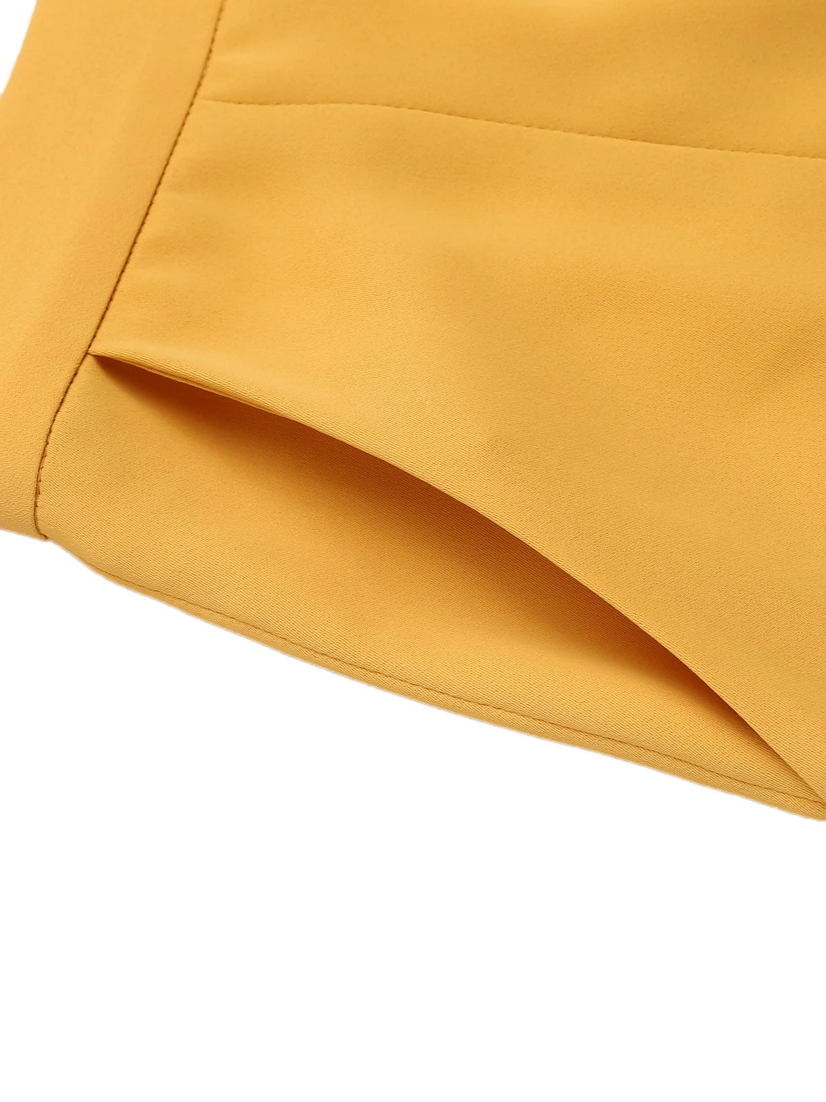 Yellow 1950s Ruffled Pockets Shorts - Image 5